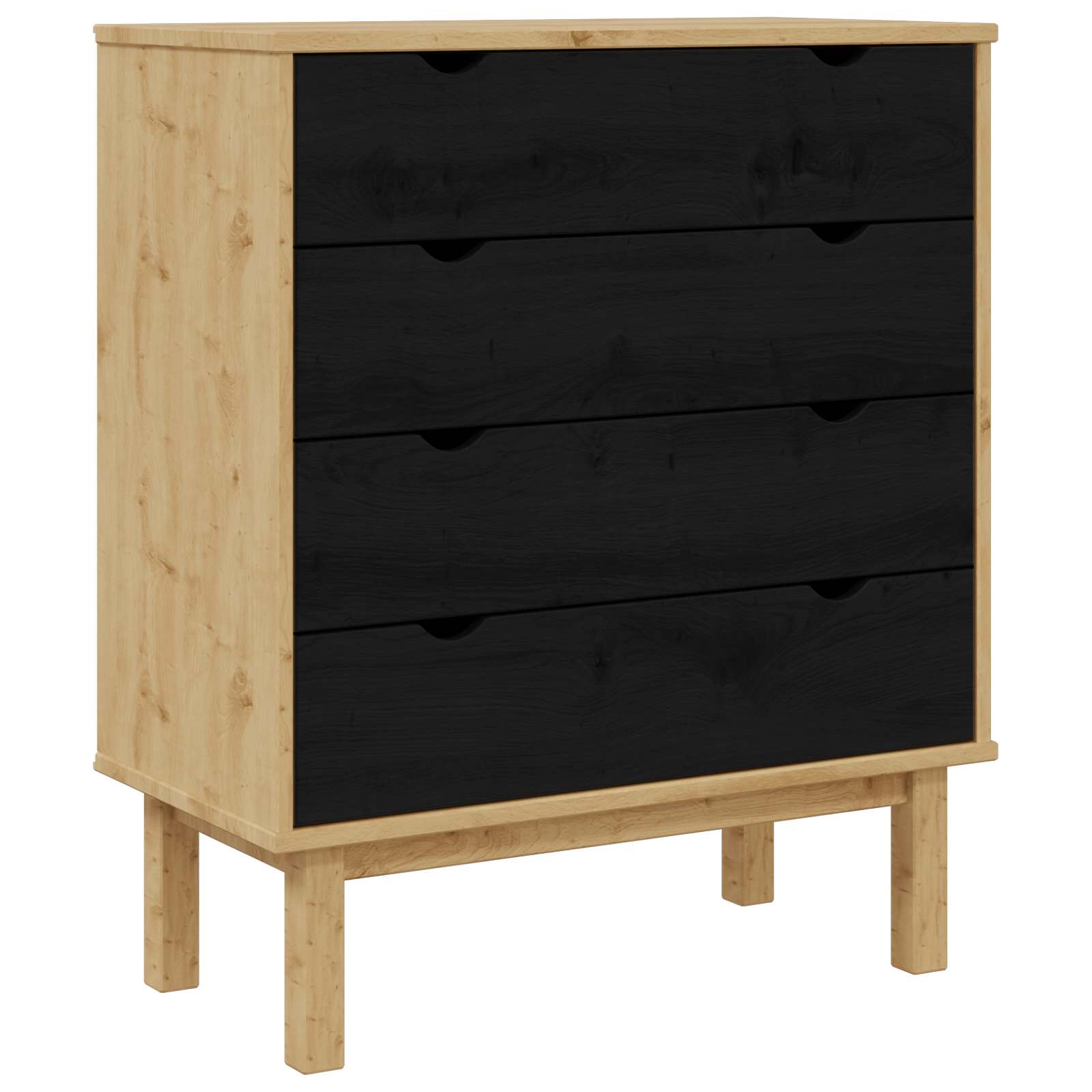 Ladekast OTTA Zwart 76,5 x 39,5 x 90 cm Massief grenenhout – afbeelding 2