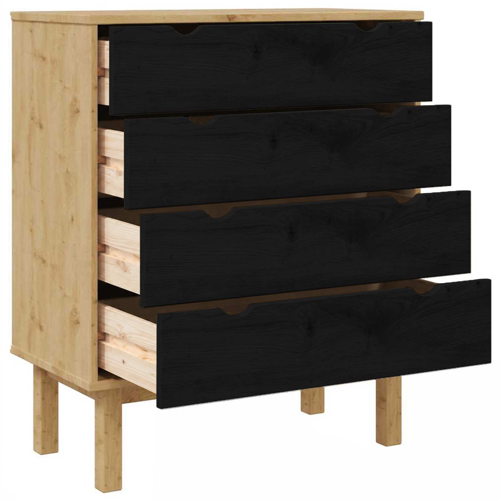 Ladekast OTTA Zwart 76,5 x 39,5 x 90 cm Massief grenenhout – afbeelding 5