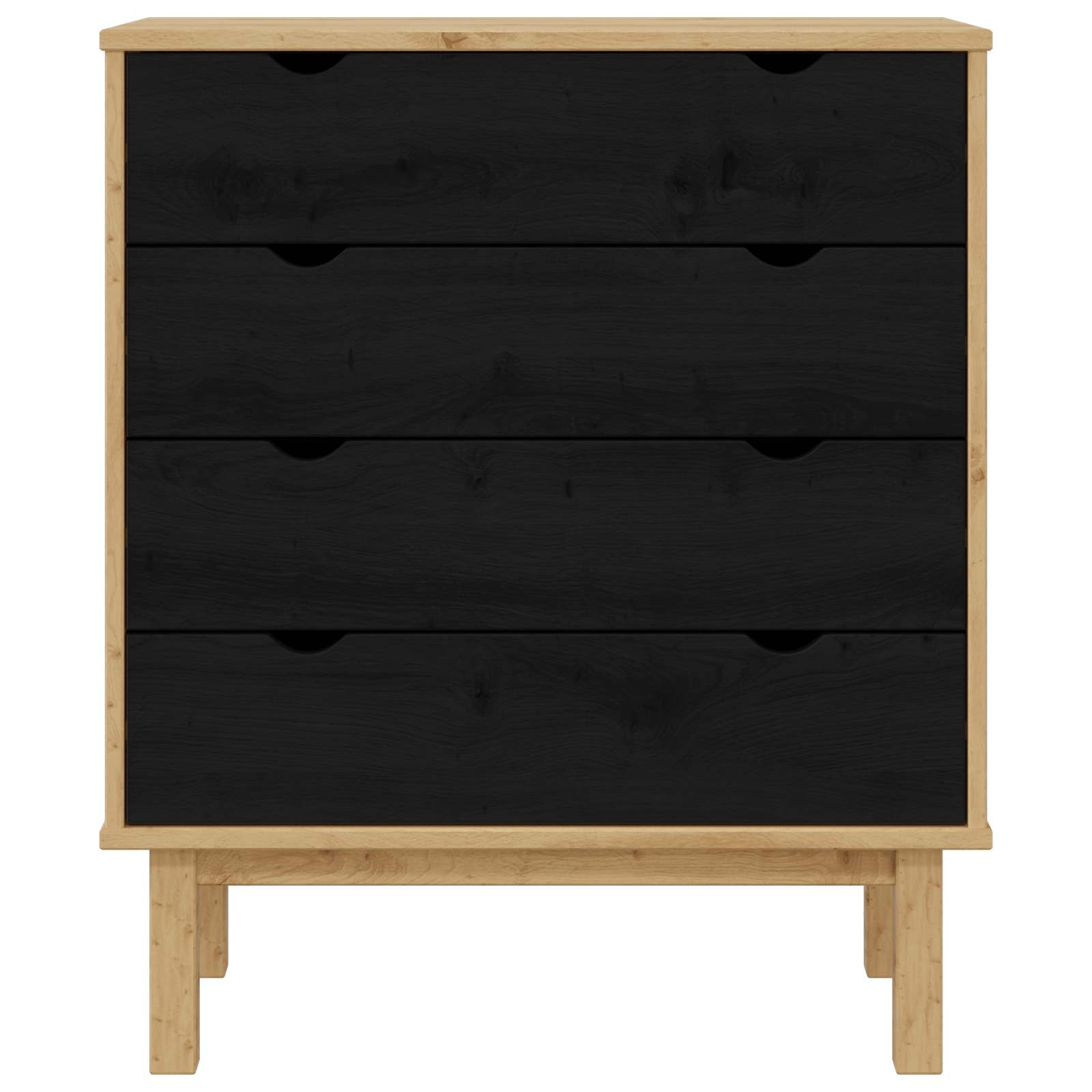 Ladekast OTTA Zwart 76,5 x 39,5 x 90 cm Massief grenenhout – afbeelding 6