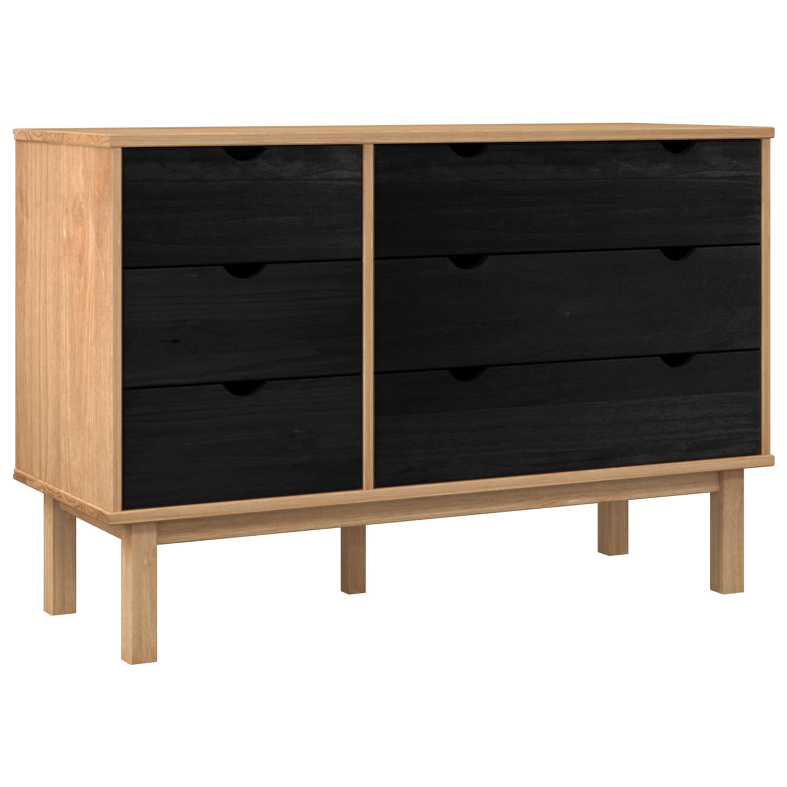 Ladenkast OTTA Zwart 111 x 43 x 73,5 cm Massief grenenhout – afbeelding 2