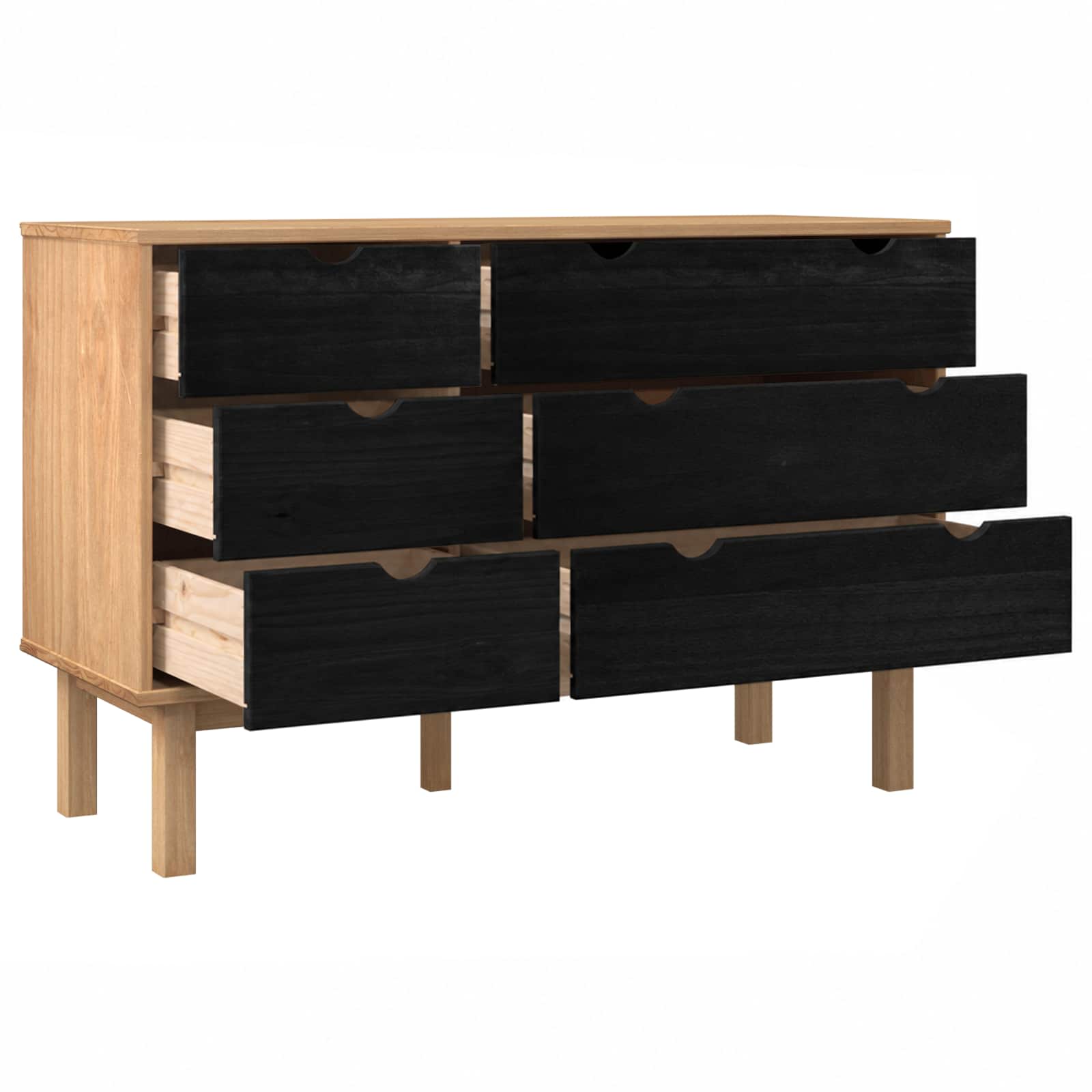 Ladenkast OTTA Zwart 111 x 43 x 73,5 cm Massief grenenhout – afbeelding 4