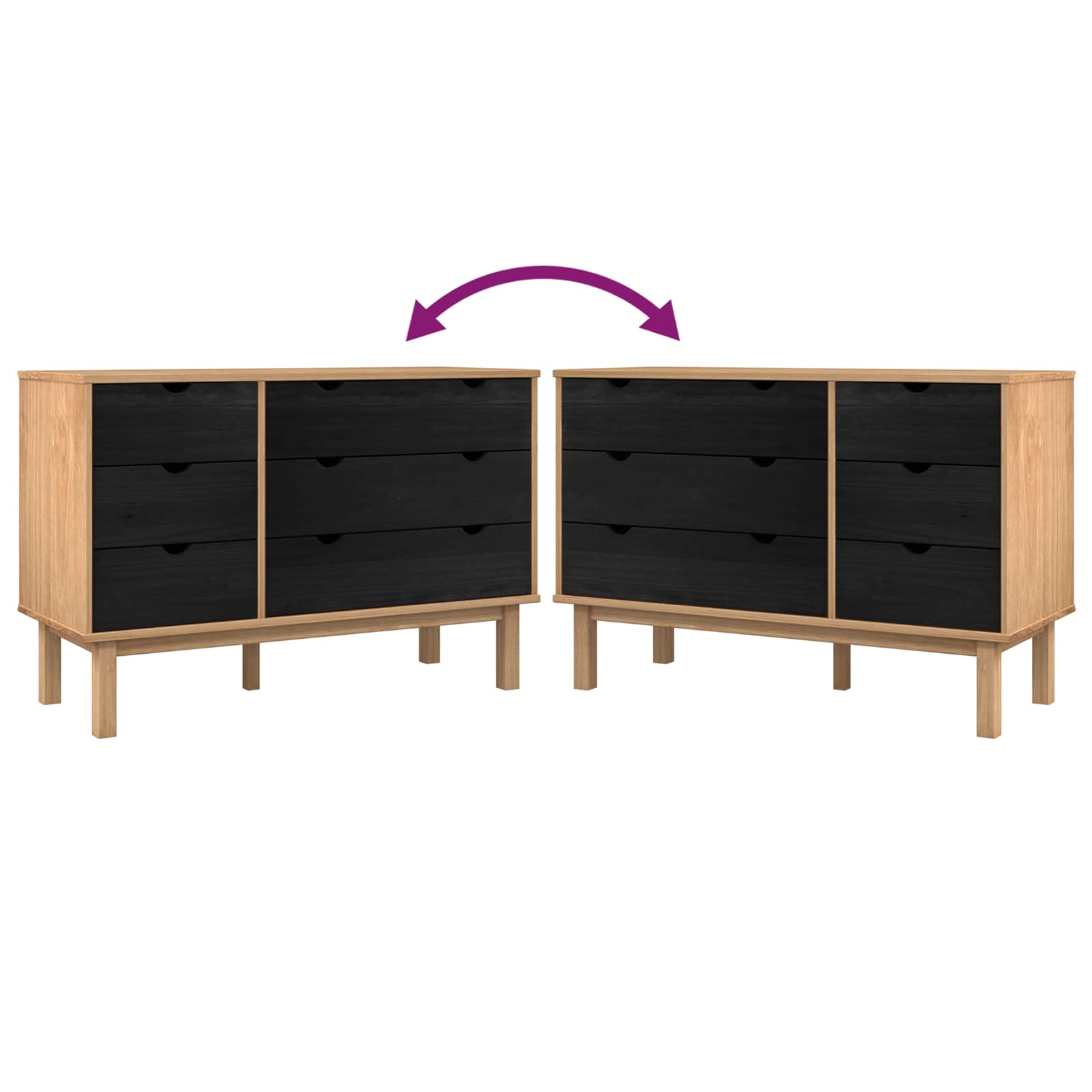 Ladenkast OTTA Zwart 111 x 43 x 73,5 cm Massief grenenhout – afbeelding 8