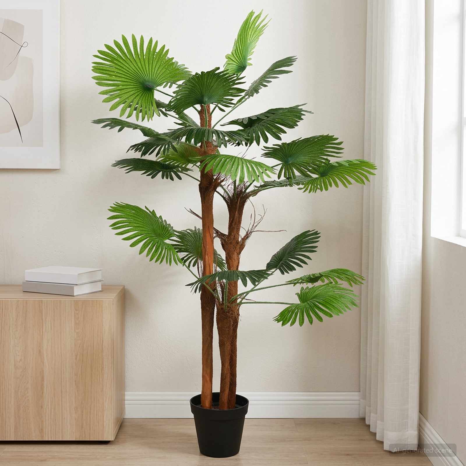 Kunstmatige Fan Palmboom Groen 75 x 25 x 180 cm Stof en Bamboe