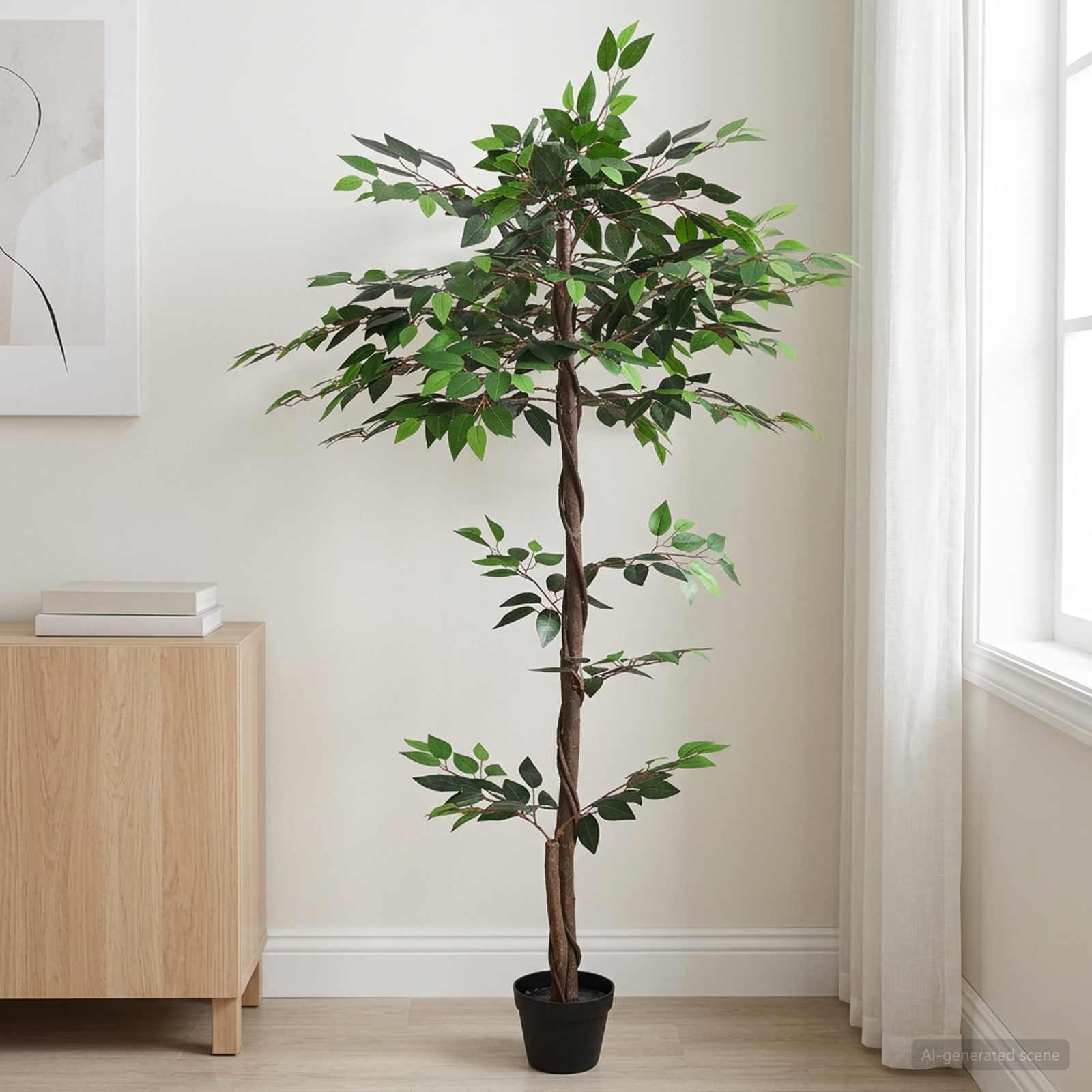 Kunst Ficus Plant Groen 85 x 18 x 160 cm Stof en Hout