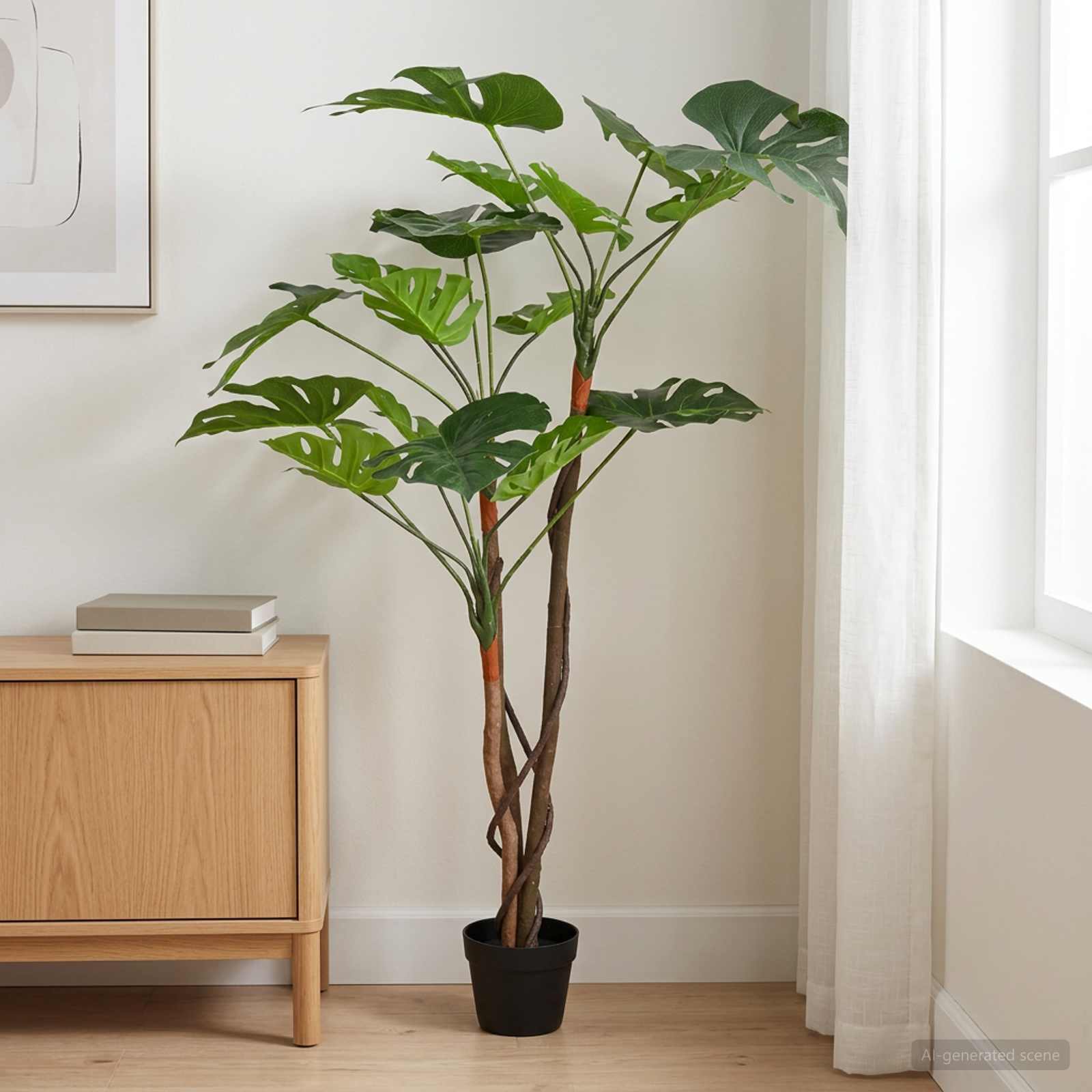 Kunstmatige Monstera Plant Groen 70 x 16 x 130 cm Stof en Hout – afbeelding 1