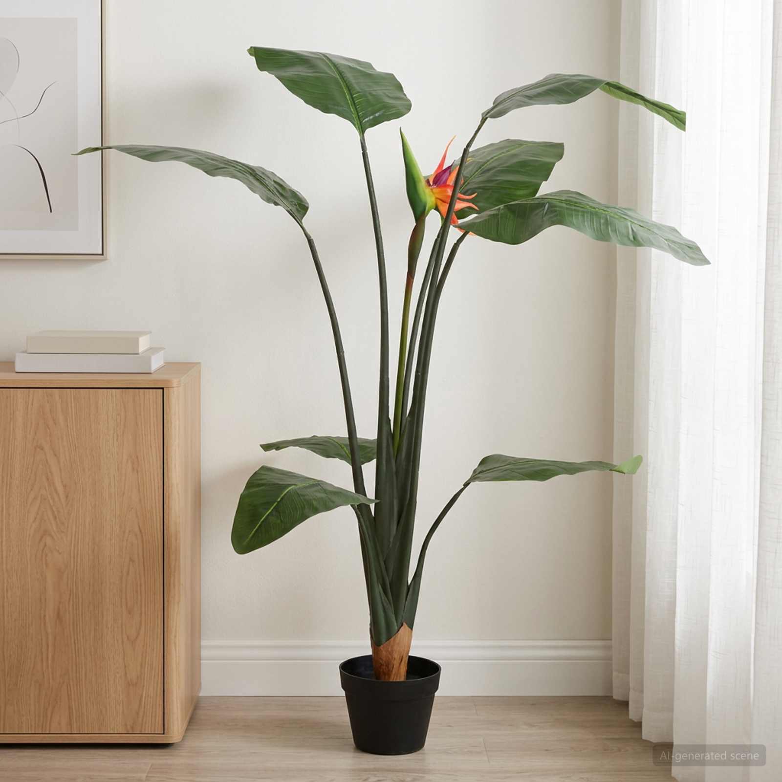 Kunst Strelitzia Plant Groen 70 x 18 x 155 cm Stof en PE