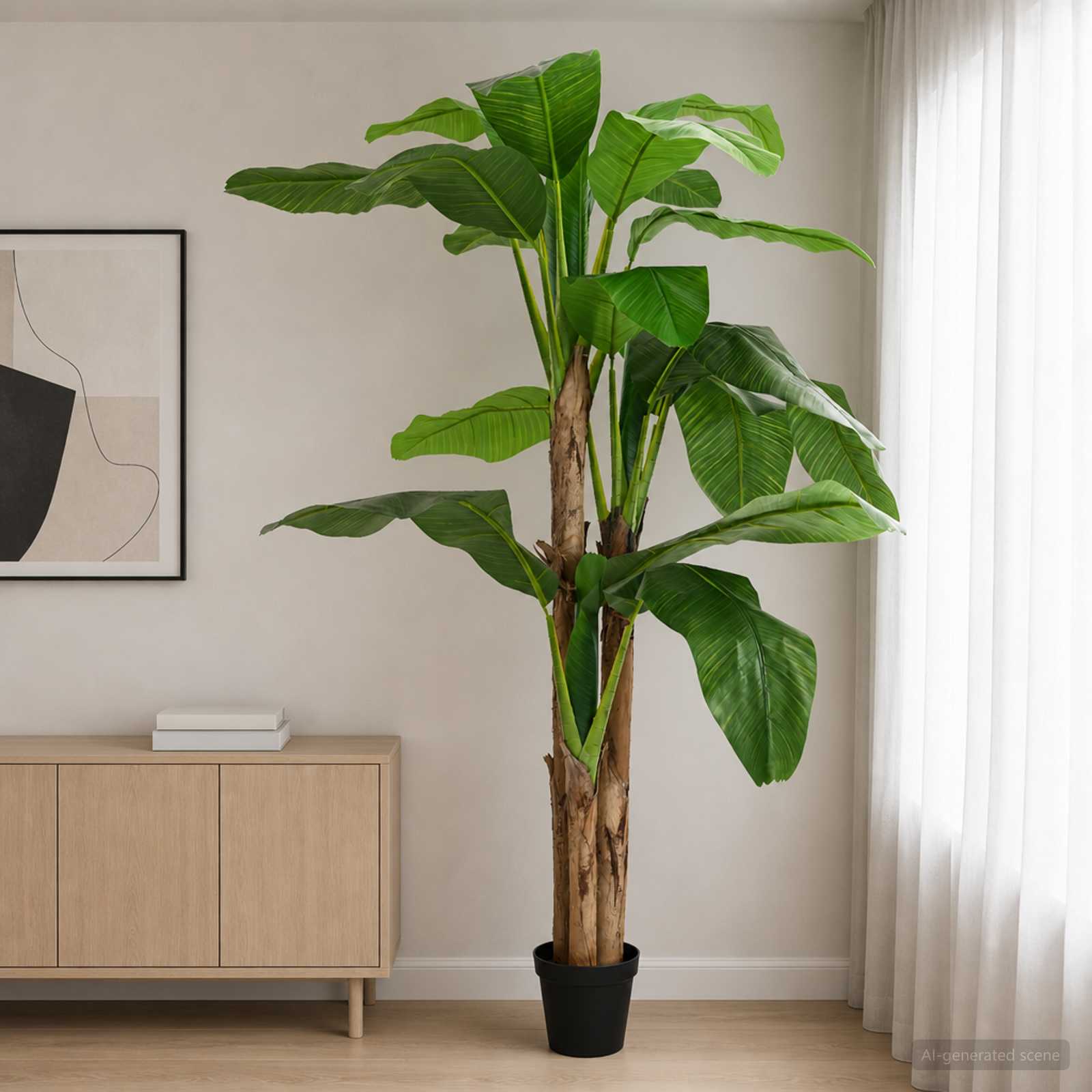 Kunstmatige banaanboom Groen 125 x 25 x 250 cm Stof en Bamboe