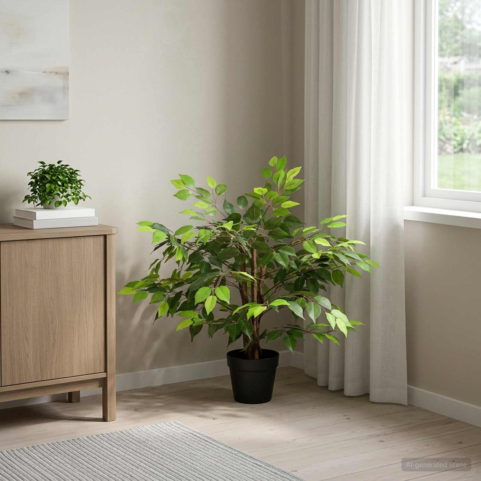 Kunst Ficus Plant Groen 73 x 16 x 60 cm Stof en Hout