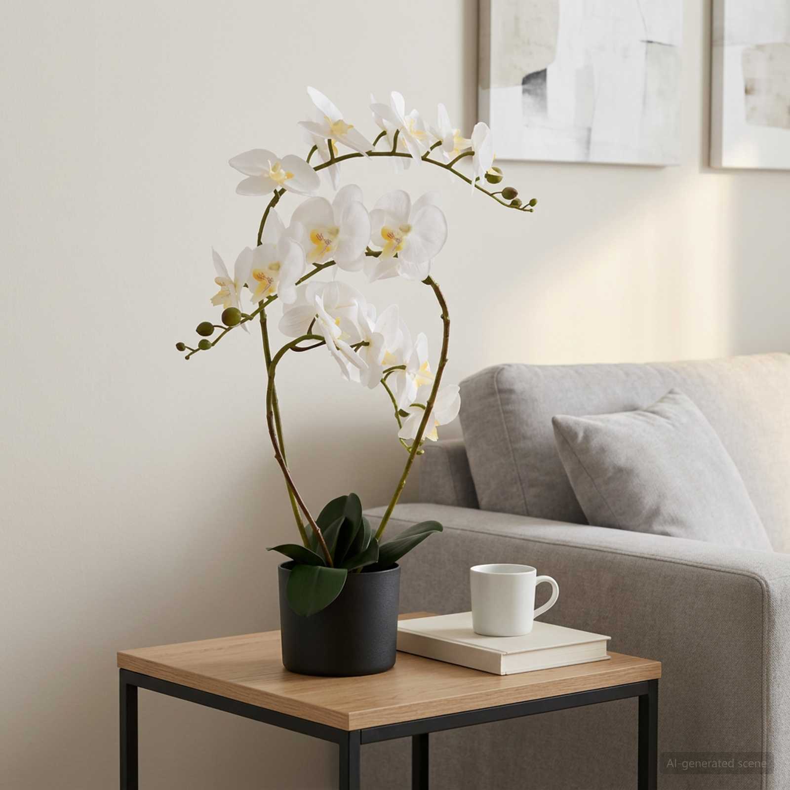 Kunstorchidee met pot Wit 45 x 15 x 65 cm Stof, PE en PEVA