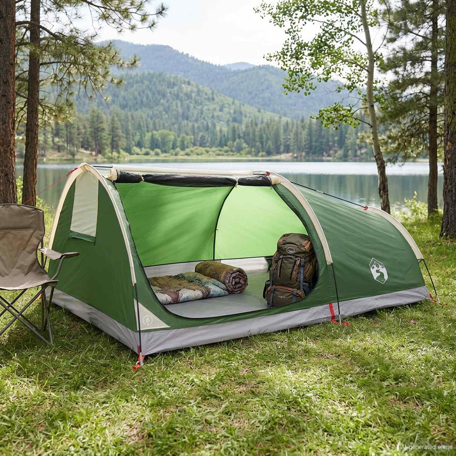 Hiking Tent Waterdicht 1-persoons 1-Persoons Groen – afbeelding 1