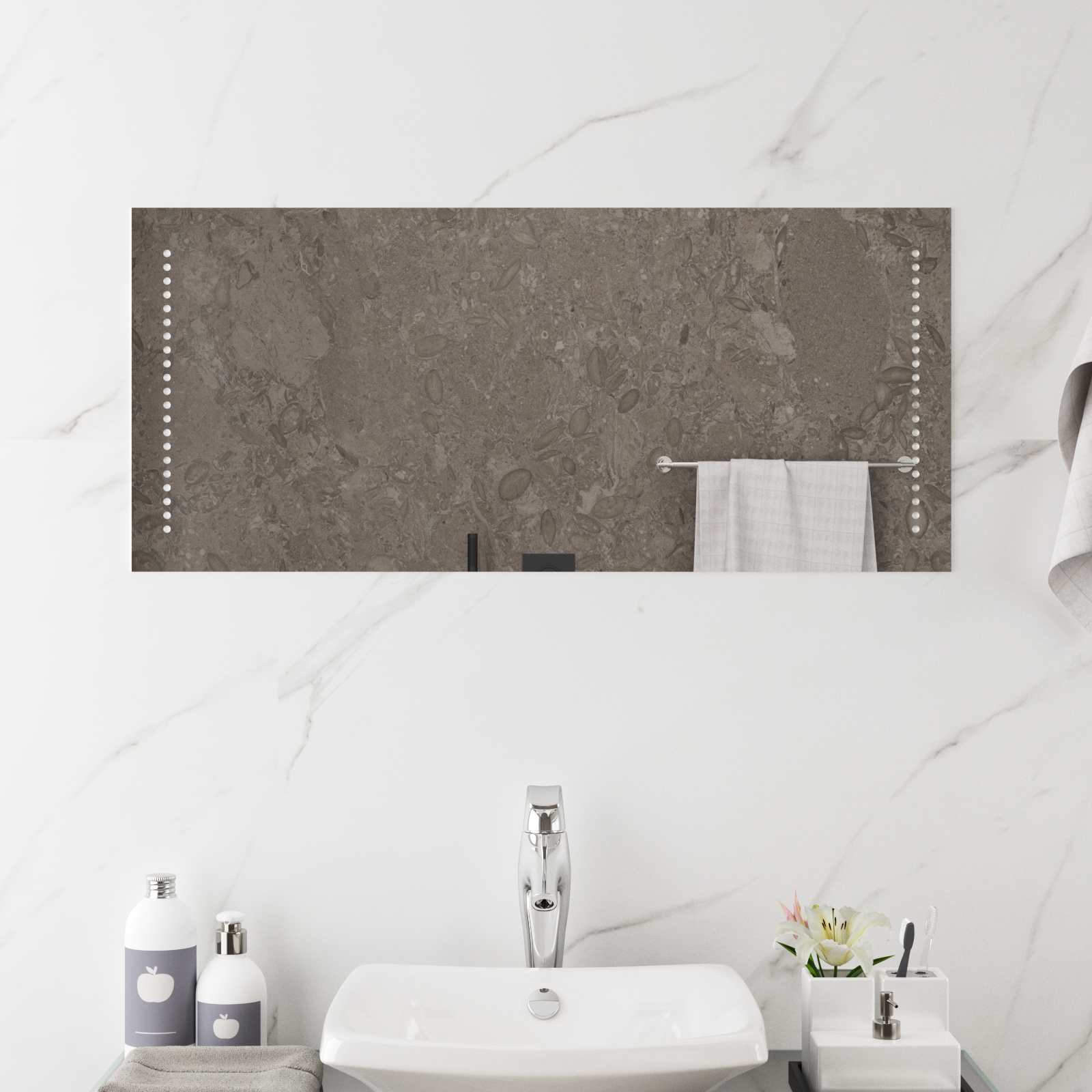 LED Badkamer Spiegel Doorzichtig 90 x 40 cm gehard glas – afbeelding 1