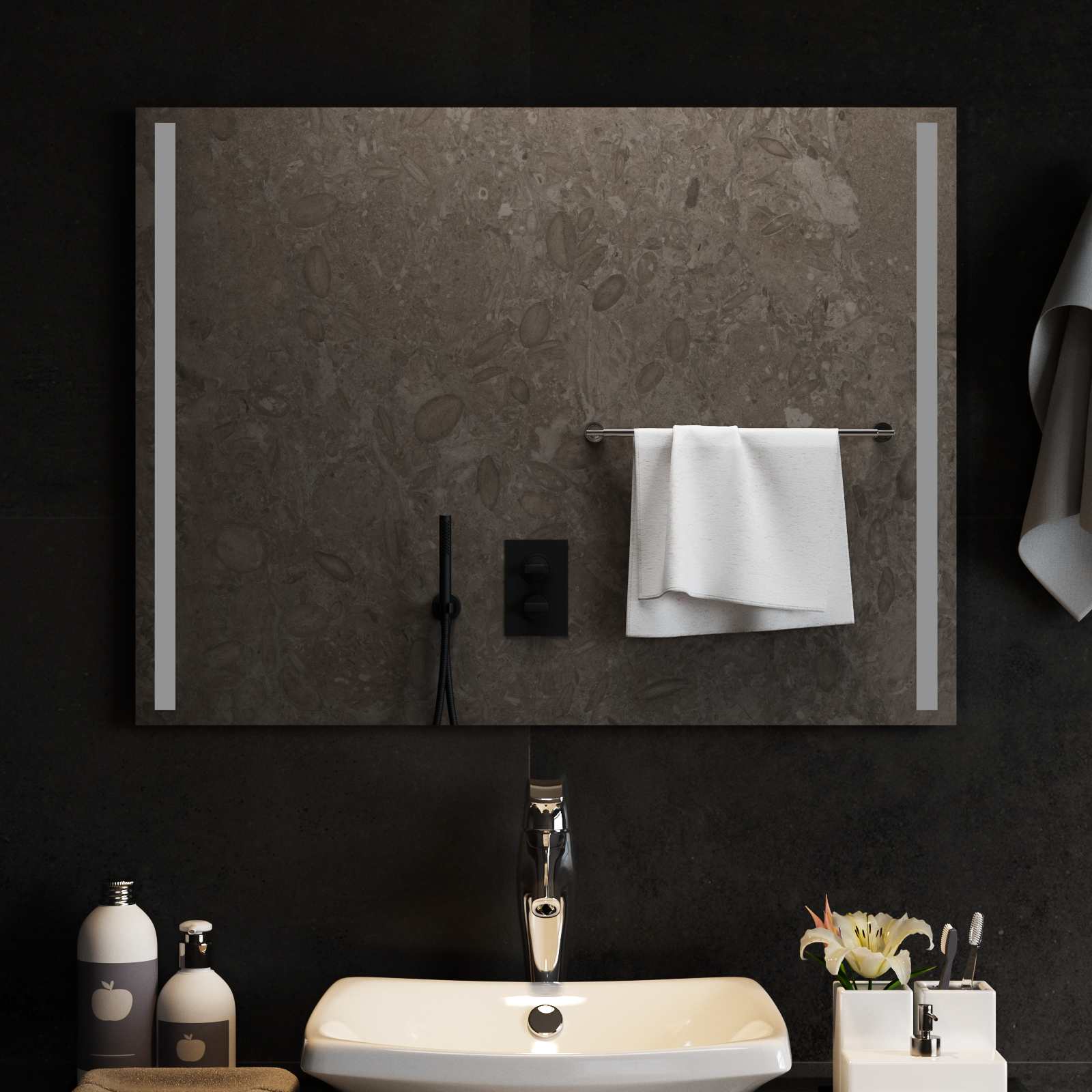 LED Badkamer Spiegel Transparant 80 x 60 cm gehard glas