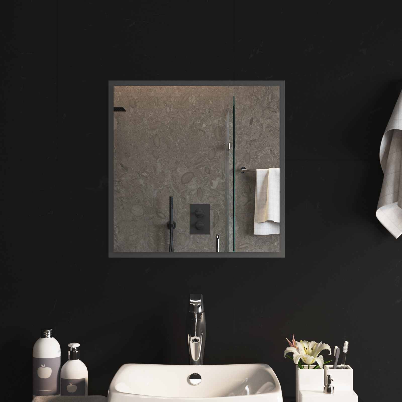 LED Badkamer Spiegel Transparant 50 x 50 cm gehard glas