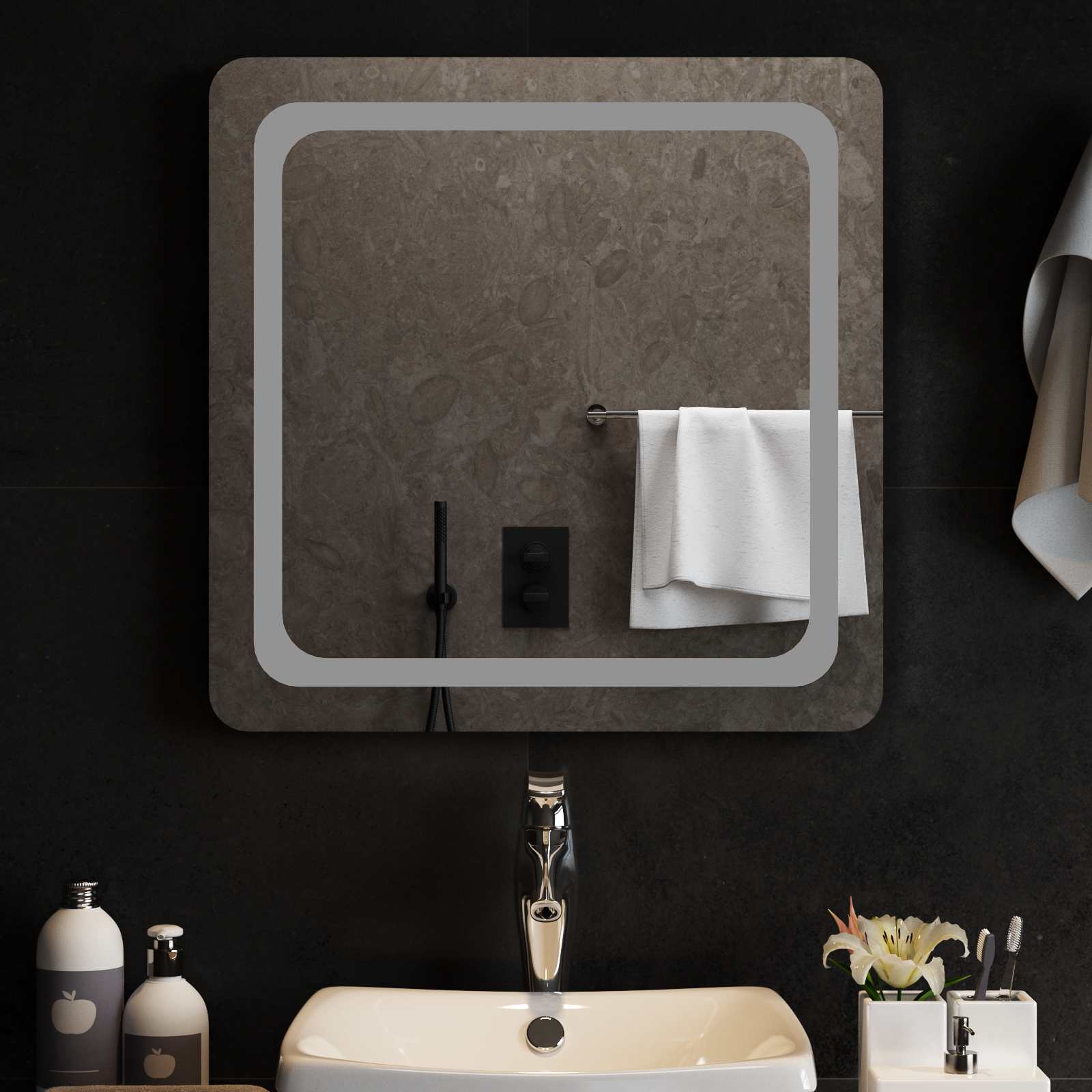 LED Badkamer Spiegel Transparant 60 x 60 cm gehard glas