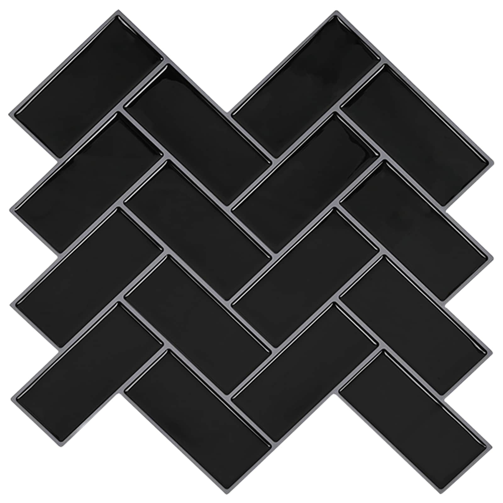 Haringbeen Tegel 10 pcs Zwart 30 x 30 cm Polyurethaan en PET – afbeelding 1