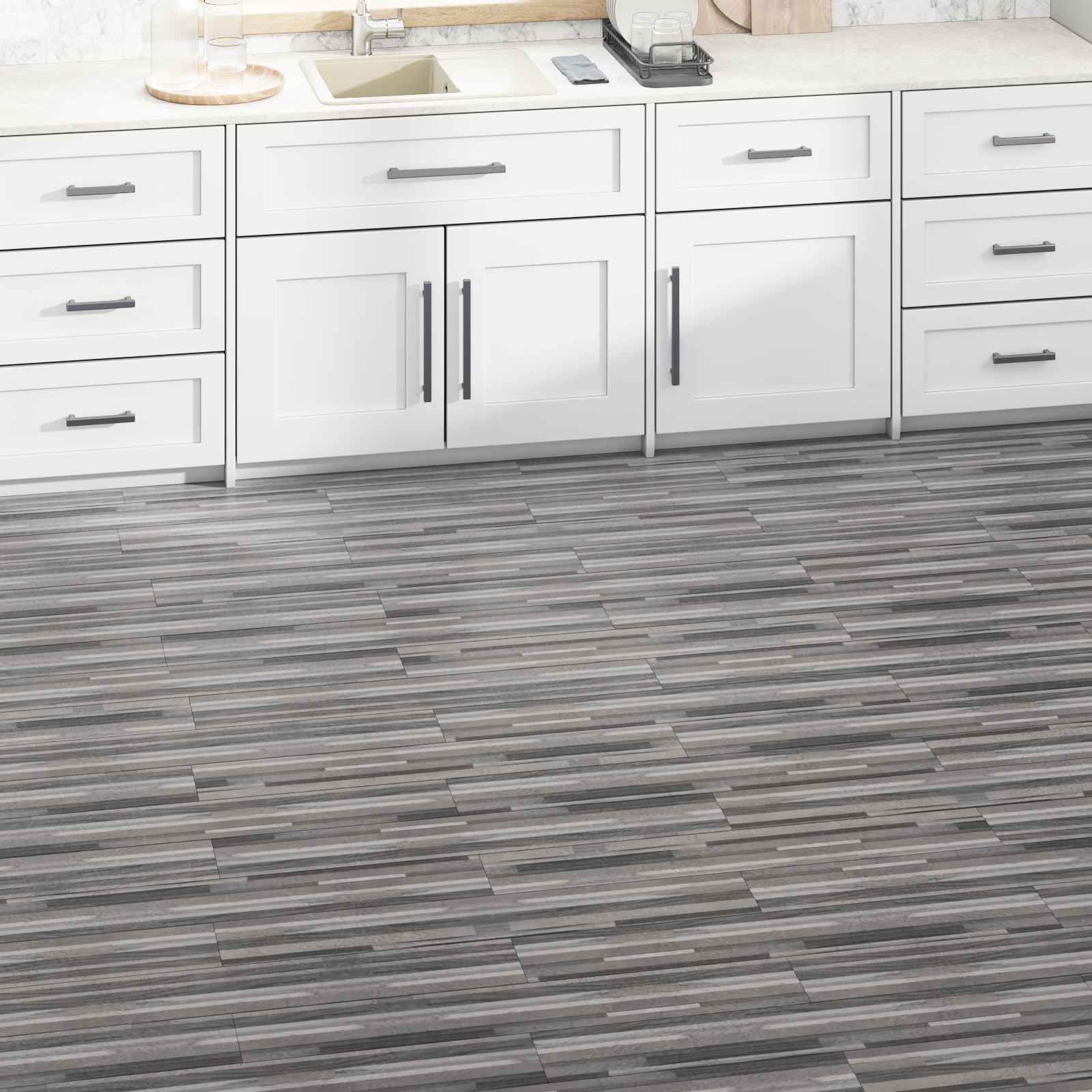 Vloerplanken 5,02 m² 36 pcs PVC Gestreept Grijs