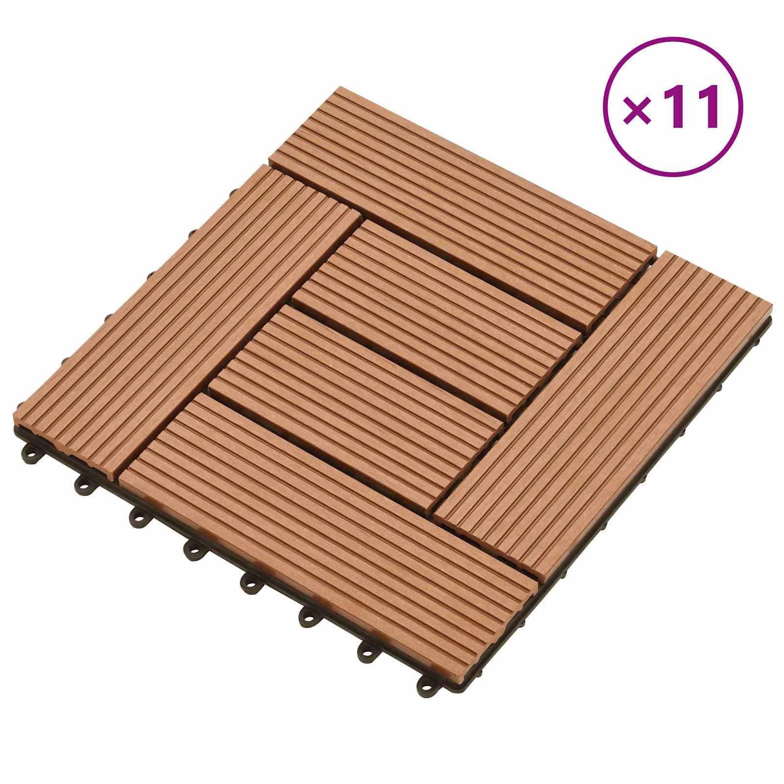 Terras Tegel 11 pcs Bruin 30 x 30 cm WPC – afbeelding 2