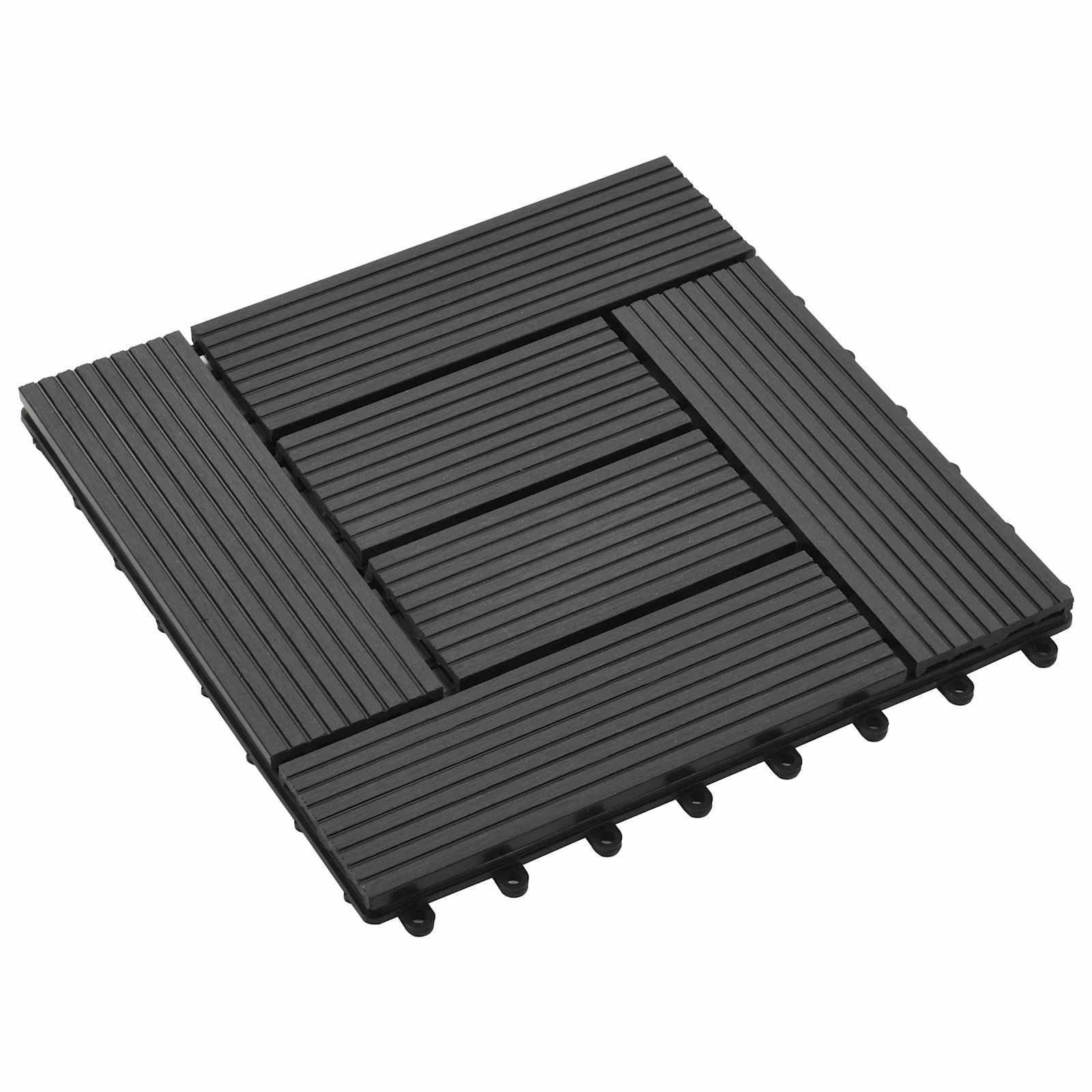 Terras Tegel 11 pcs Zwart 30 x 30 cm WPC