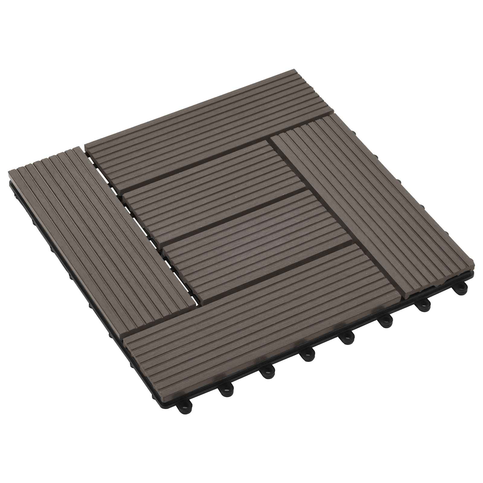 Terras Tegel 11 pcs Donkerbruin 30 x 30 cm WPC – afbeelding 1