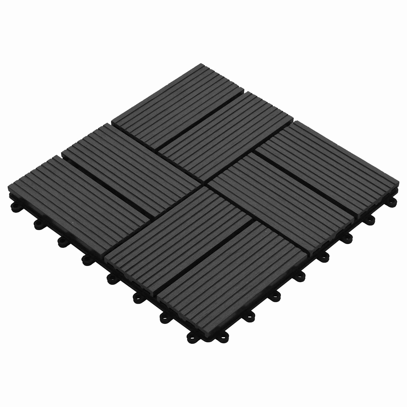 Terras Tegel 11 pcs Zwart 30 x 30 cm WPC