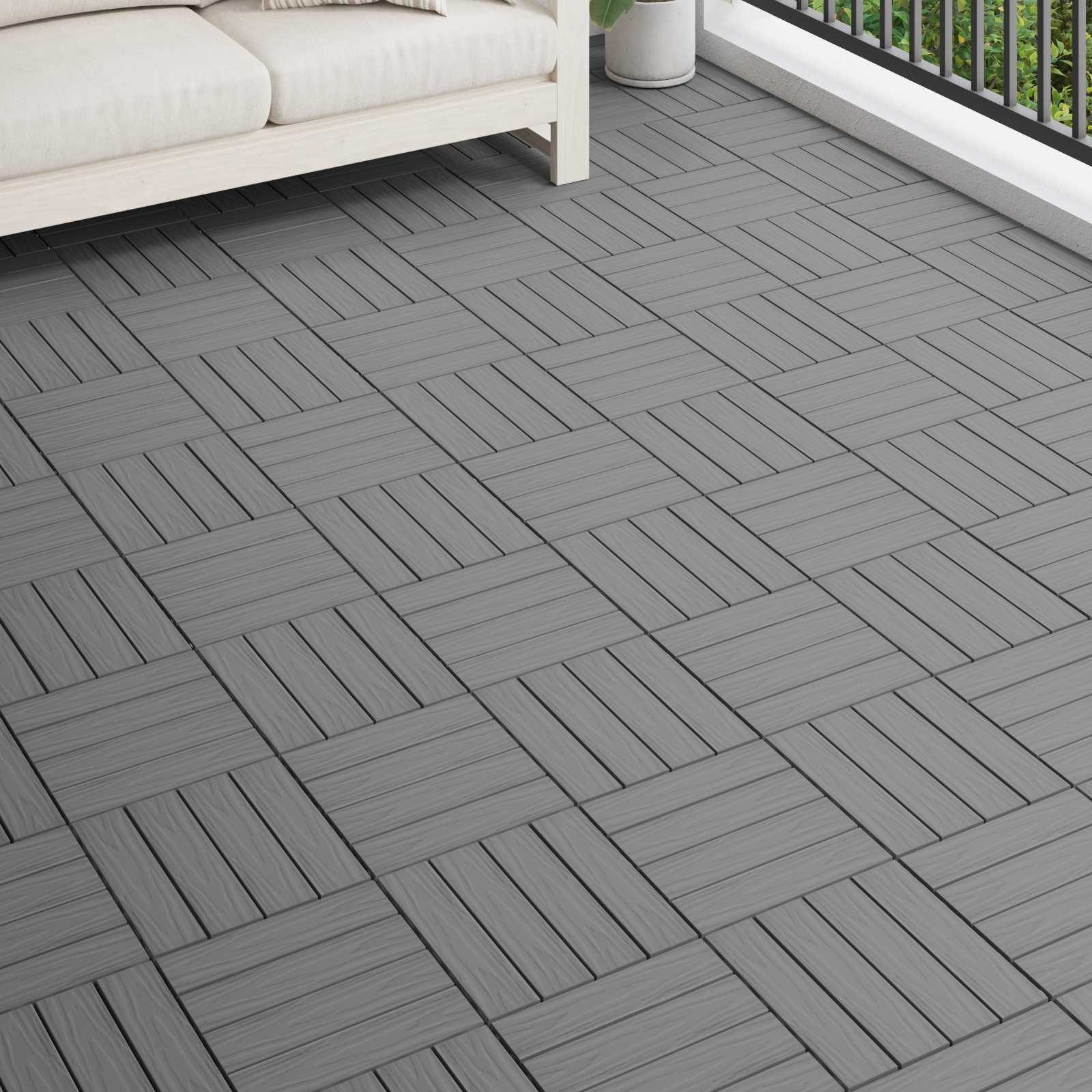 Terras Tegel 3D-Design 11 pcs Grijs 30 x 30 cm WPC