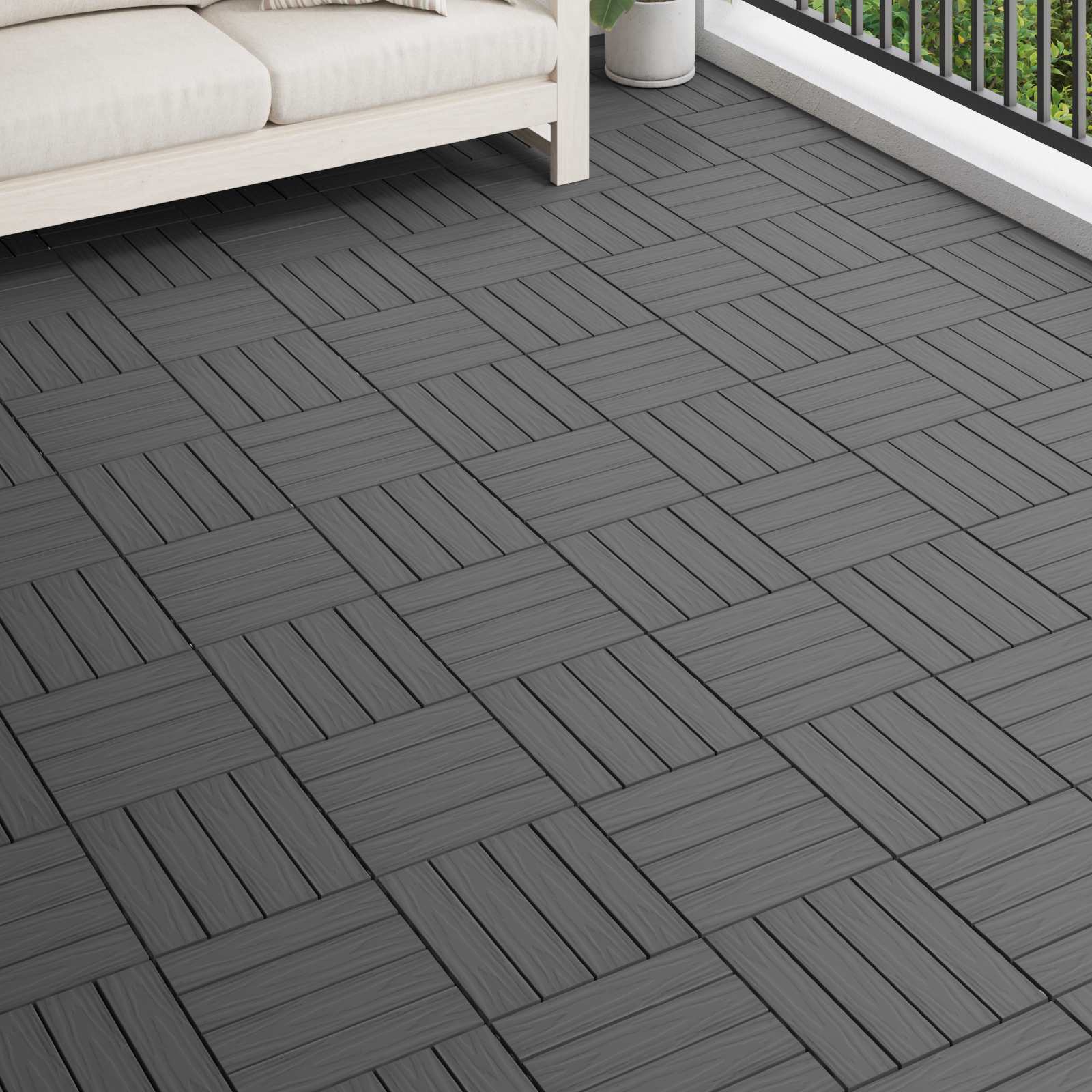Terras Tegel 3D-Design 11 pcs Zwart 30 x 30 cm WPC