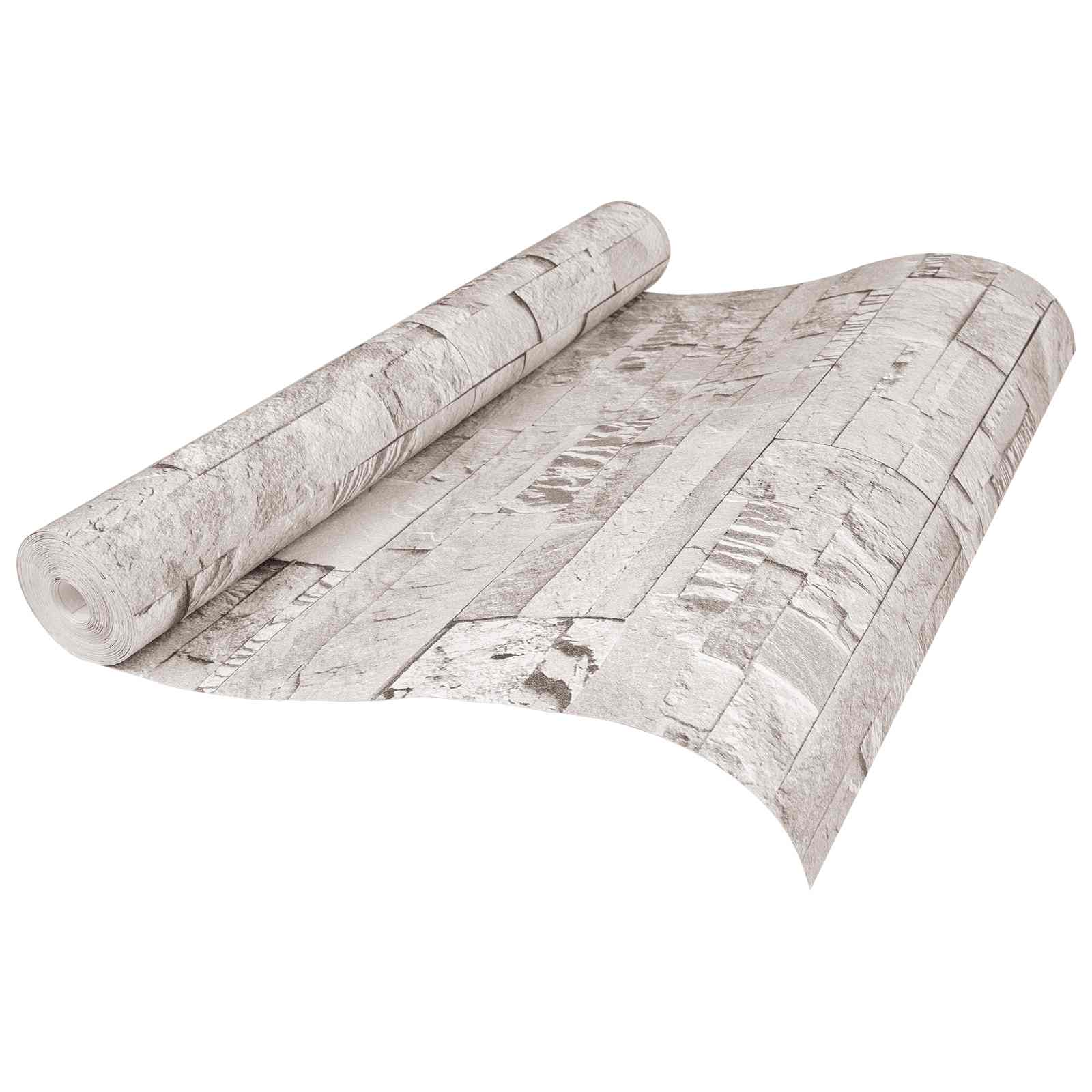 3D Steen Behang Crèmekleurig 10 x 0,53 m Non-Woven Stof