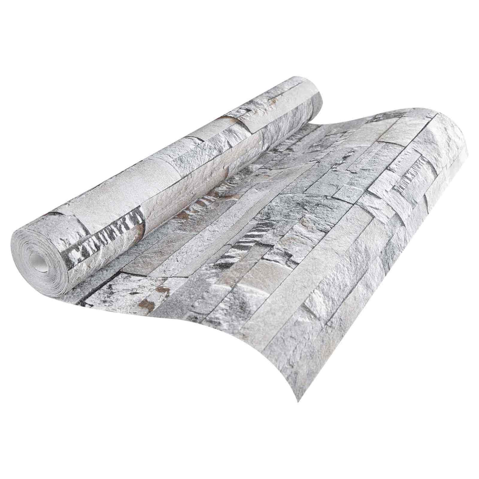 3D Steen Behang Grijs 10 x 0,53 m Non-Woven Stof