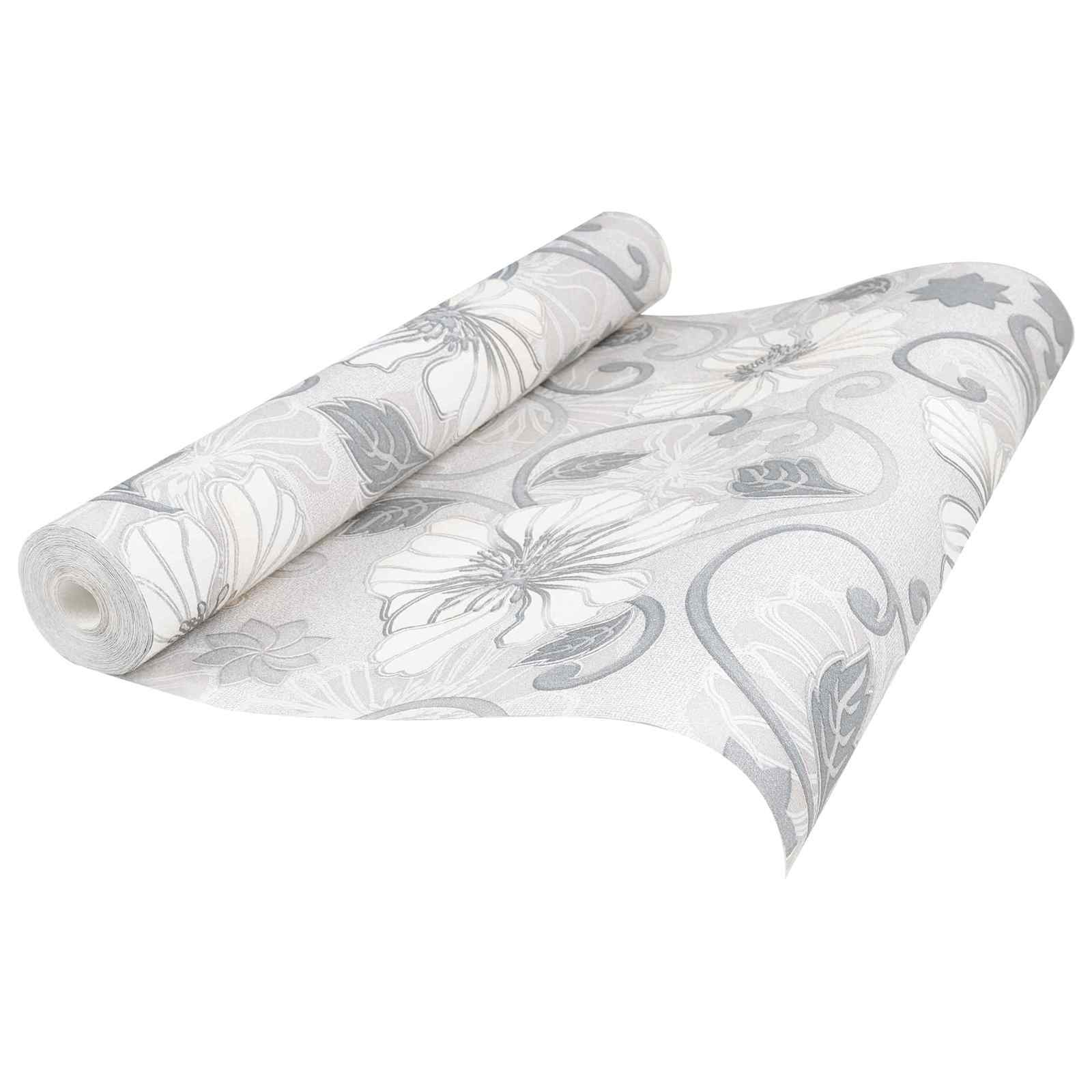 3D Vast Behang Gestreept Bloem 10 x 0,53 m Non-Woven Stof
