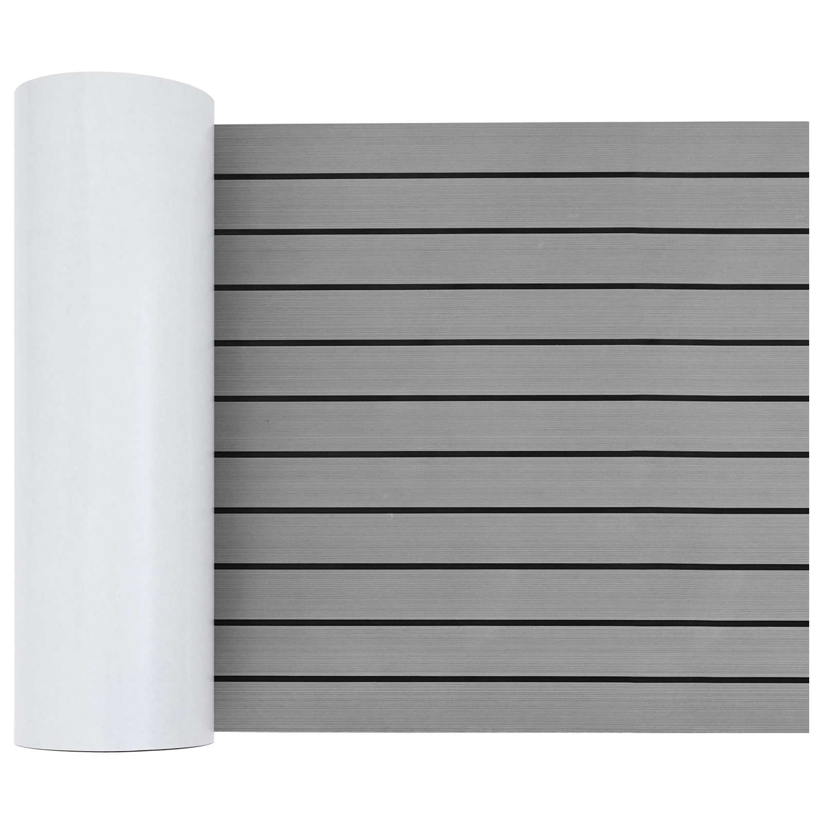 Bootmat Gestreept Lichtgrijs en zwart 240 x 60 cm EVA – afbeelding 1