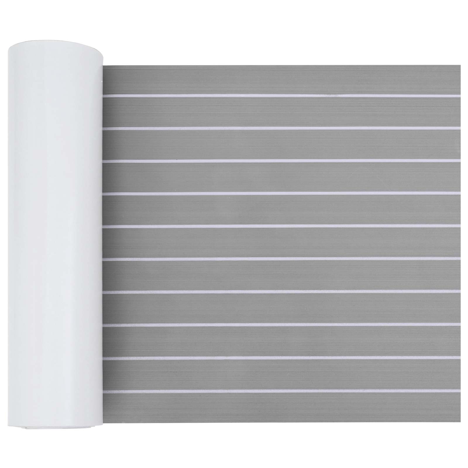Bootmat Gestreept Lichtgrijs en wit. 240 x 60 cm EVA