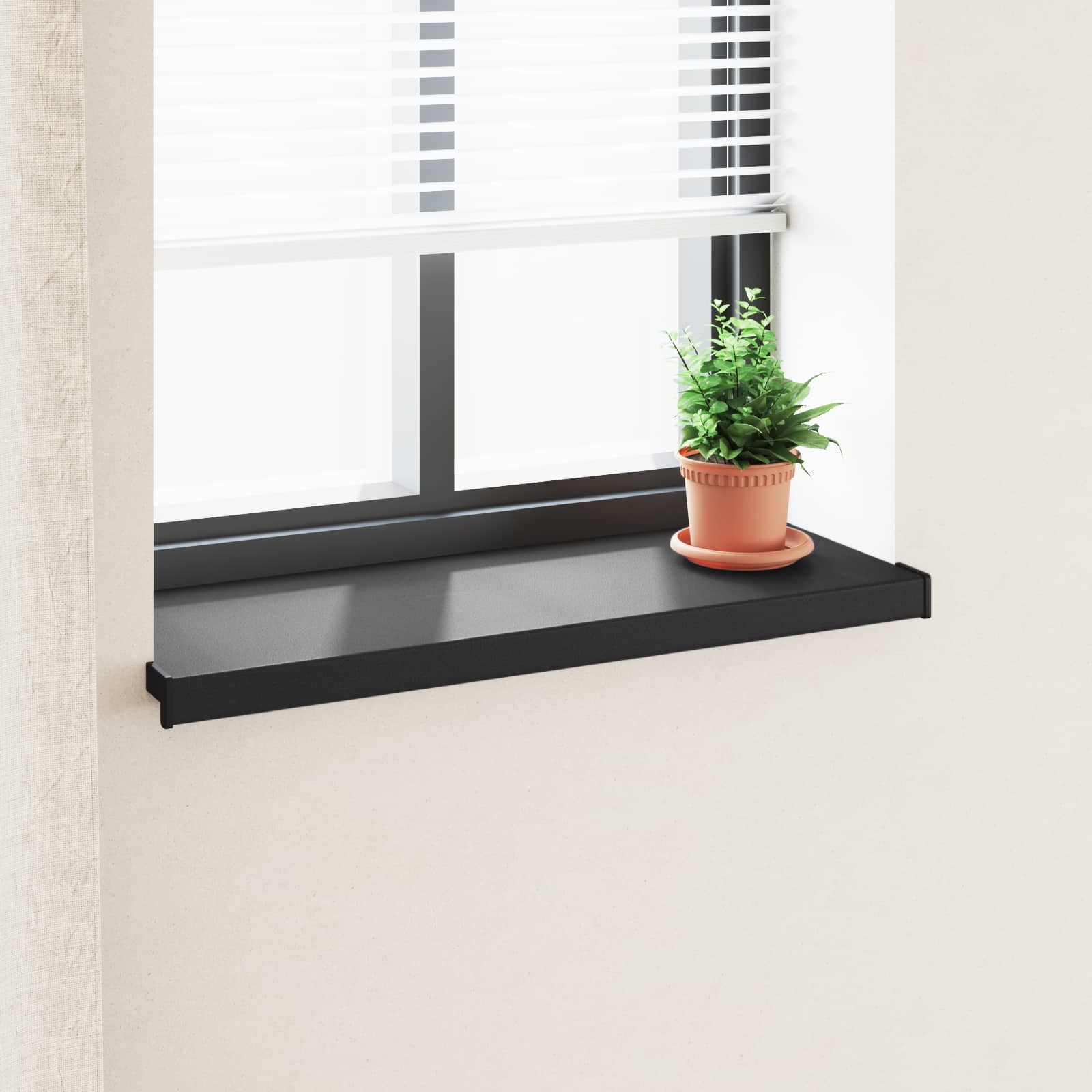 Raamsokkel Zwart met houten nerf 100 x 30 x 4,5 cm PVC