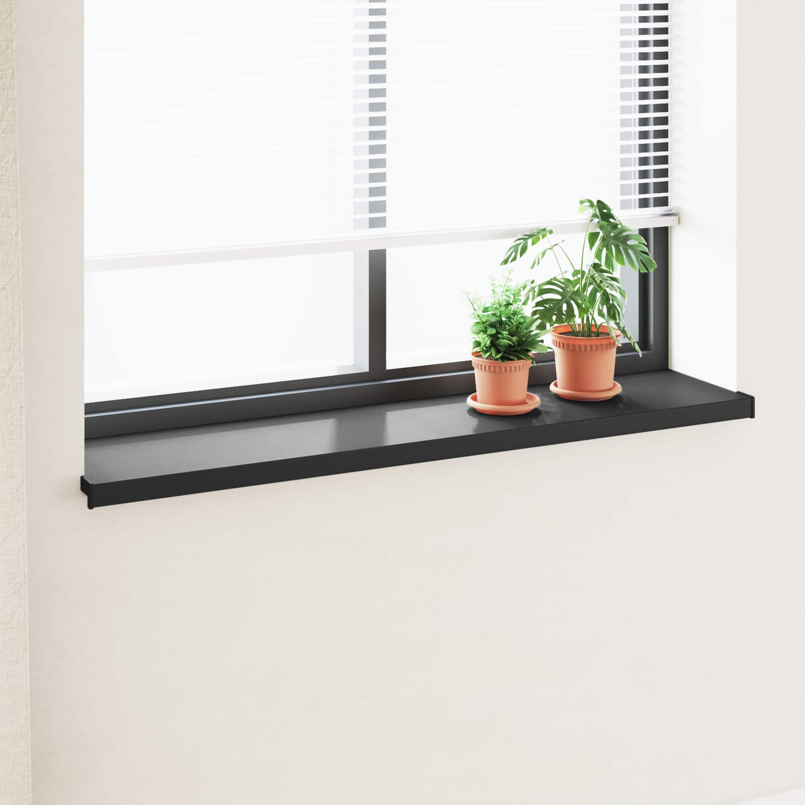 Raamsokkel Zwart met houten nerf 160 x 30 x 4,5 cm PVC