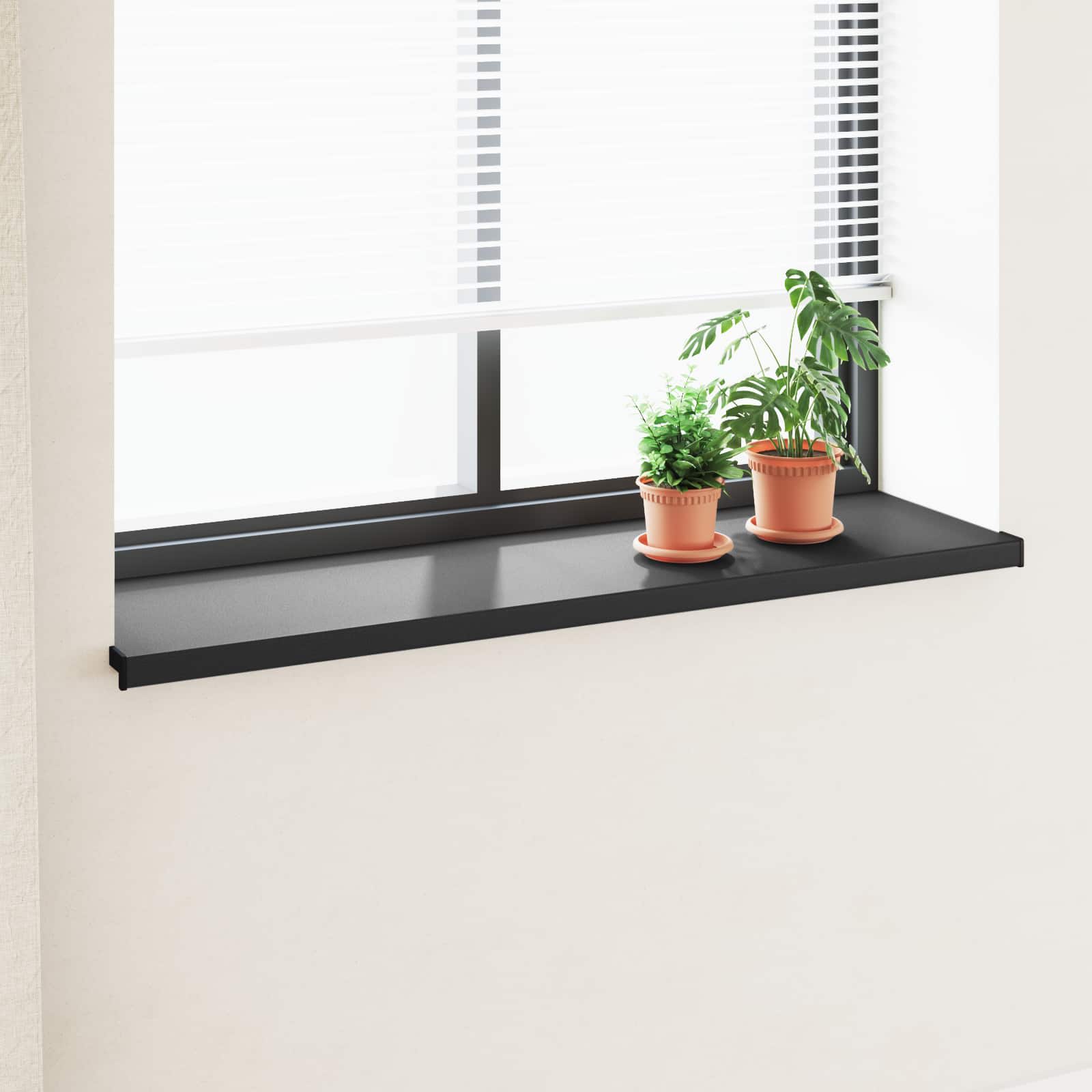 Raamsokkel Zwart met houten nerf 140 x 40 x 4,5 cm PVC