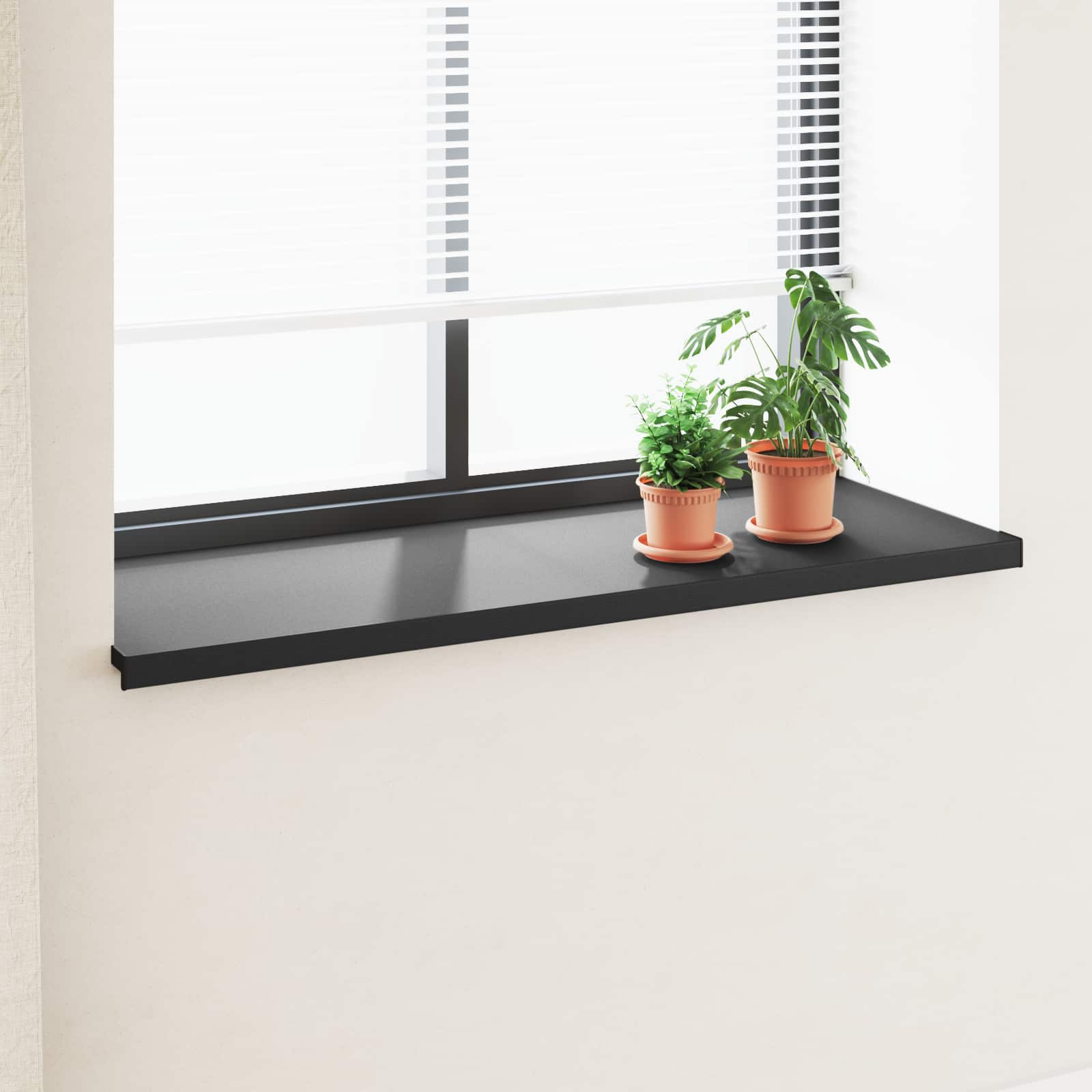 Raamsokkel Zwart met houten nerf 120 x 50 x 4,5 cm PVC