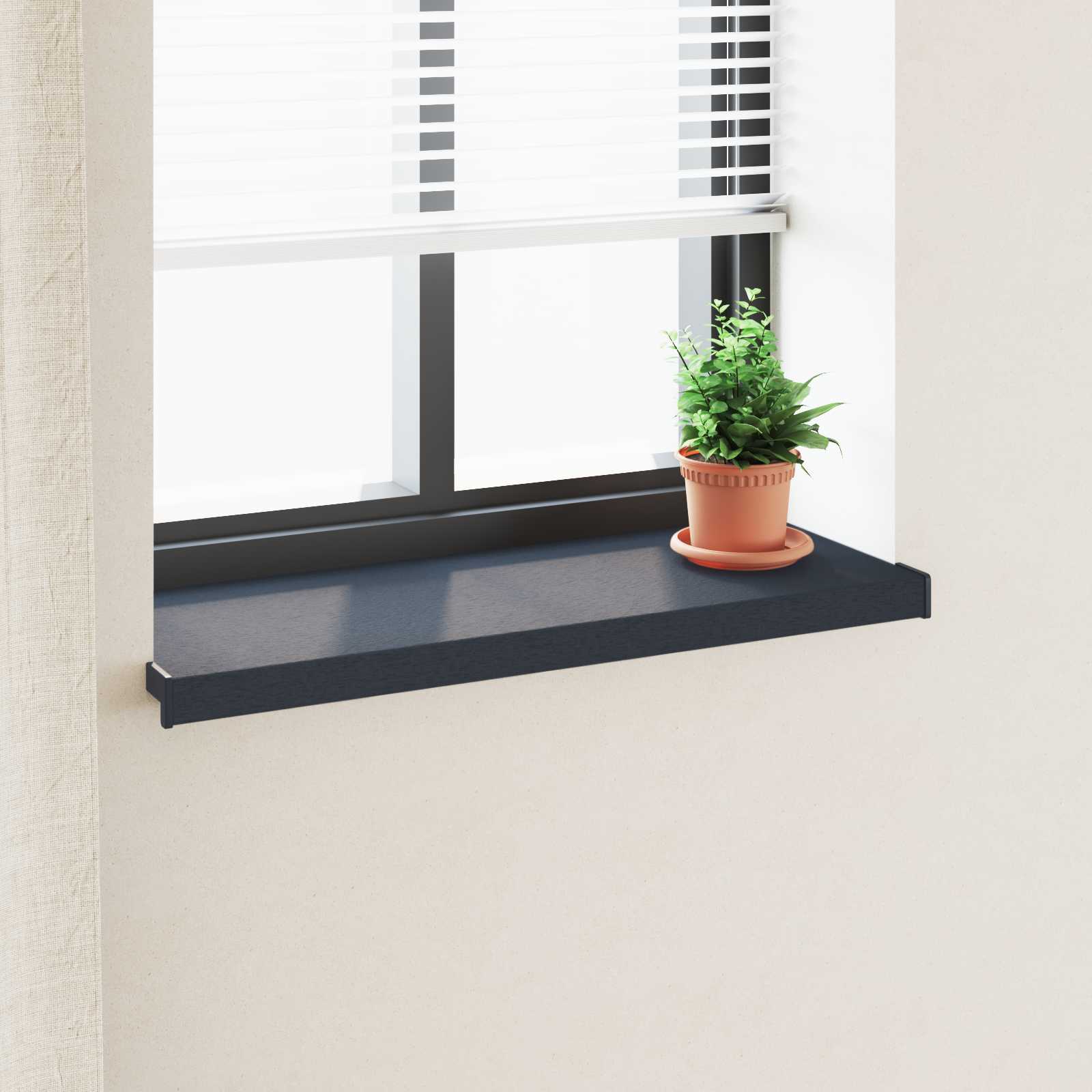 Raamsokkel Antraciet met houten nerf 60 x 30 x 4,5 cm PVC
