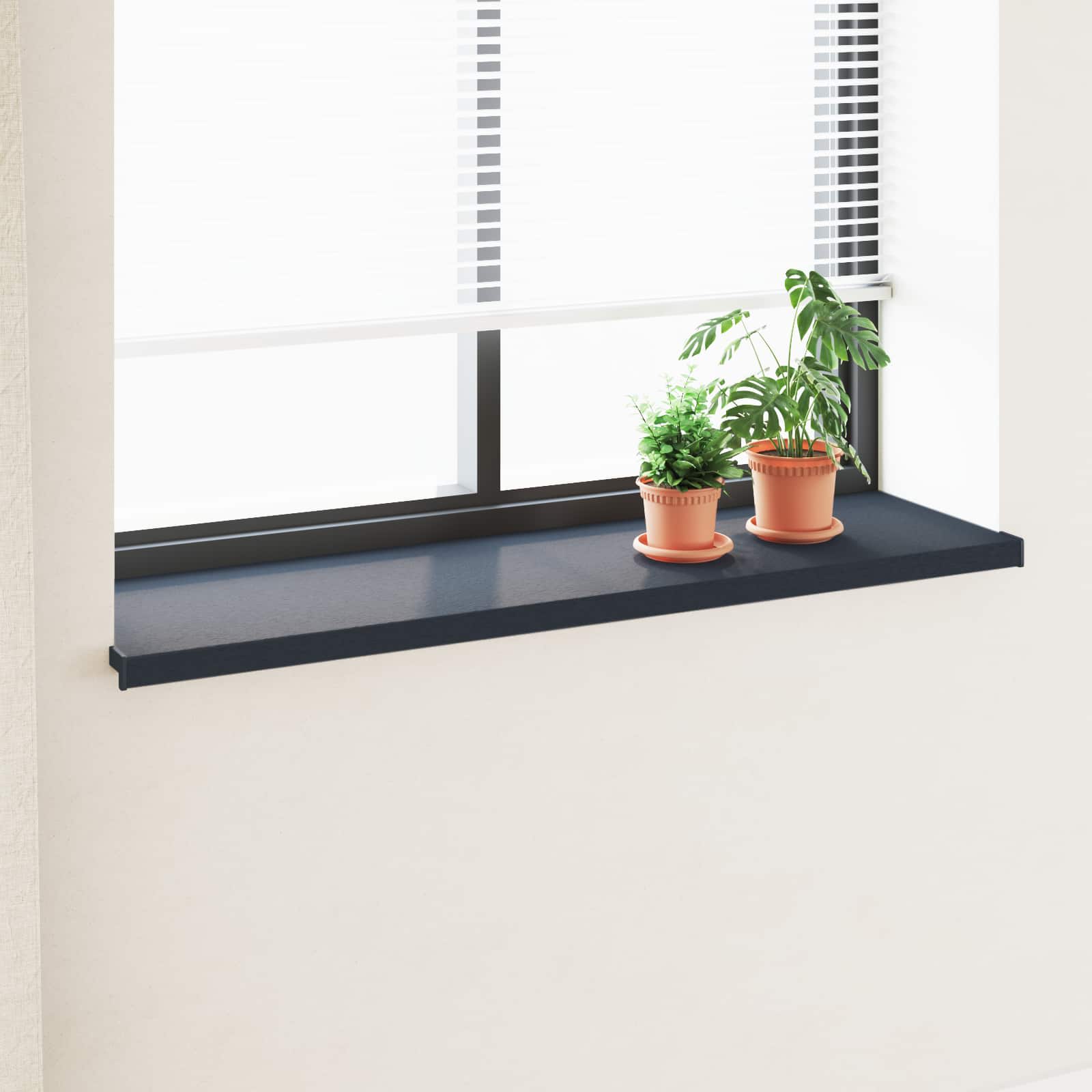 Raamsokkel Antraciet met houten nerf 120 x 40 x 4,5 cm PVC