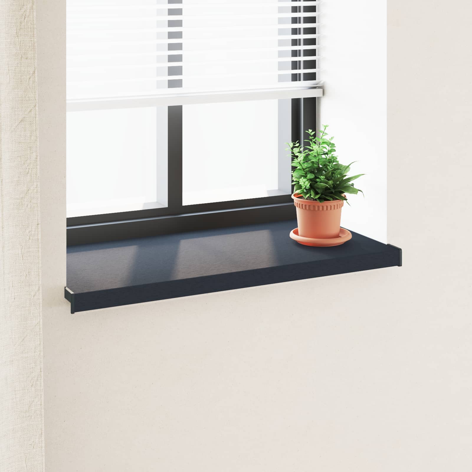 Raamsokkel Antraciet met houten nerf 80 x 45 x 4,5 cm PVC