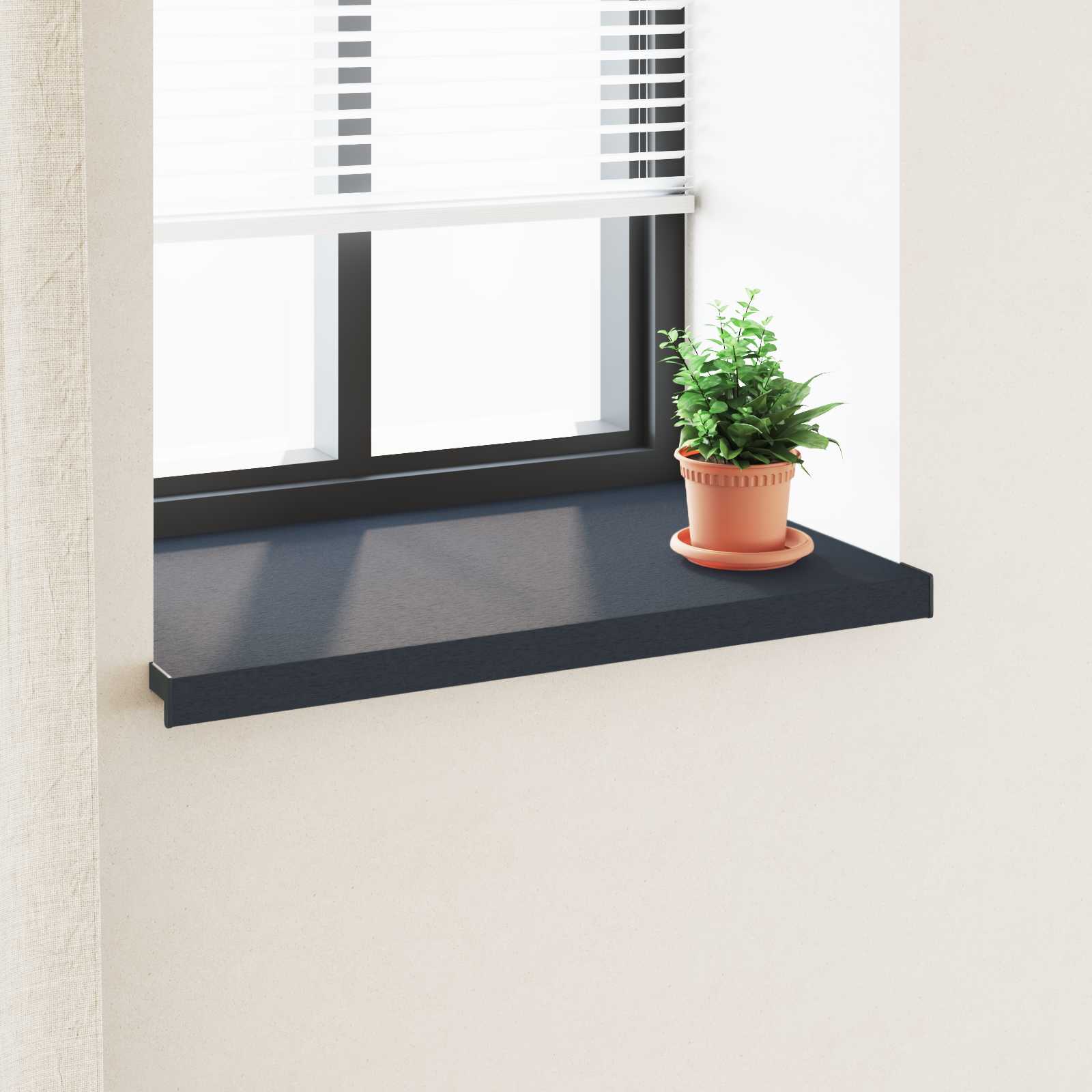 Raamsokkel Antraciet met houten nerf 60 x 50 x 4,5 cm PVC