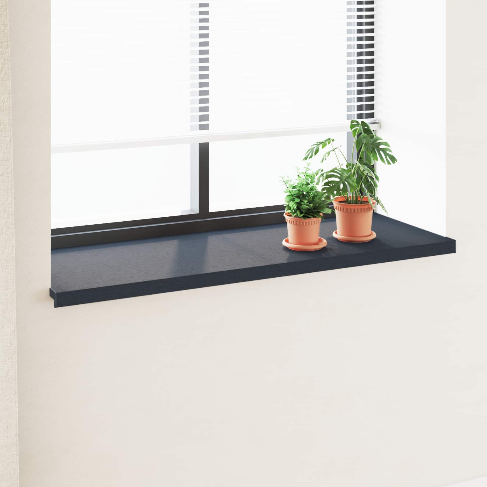 Raamsokkel Antraciet met houten nerf 160 x 50 x 4,5 cm PVC