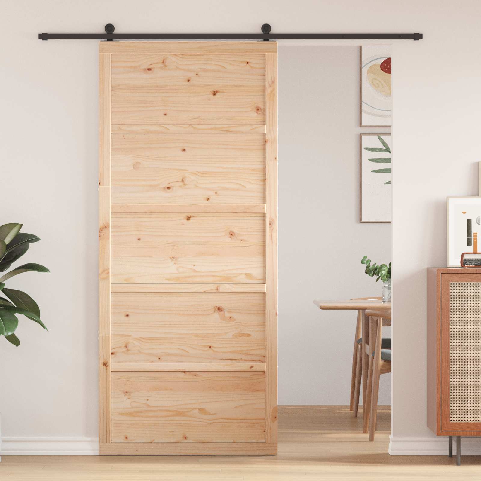 Schuifdeur Naturel 90 x 2,5 x 208 cm Massief grenenhout