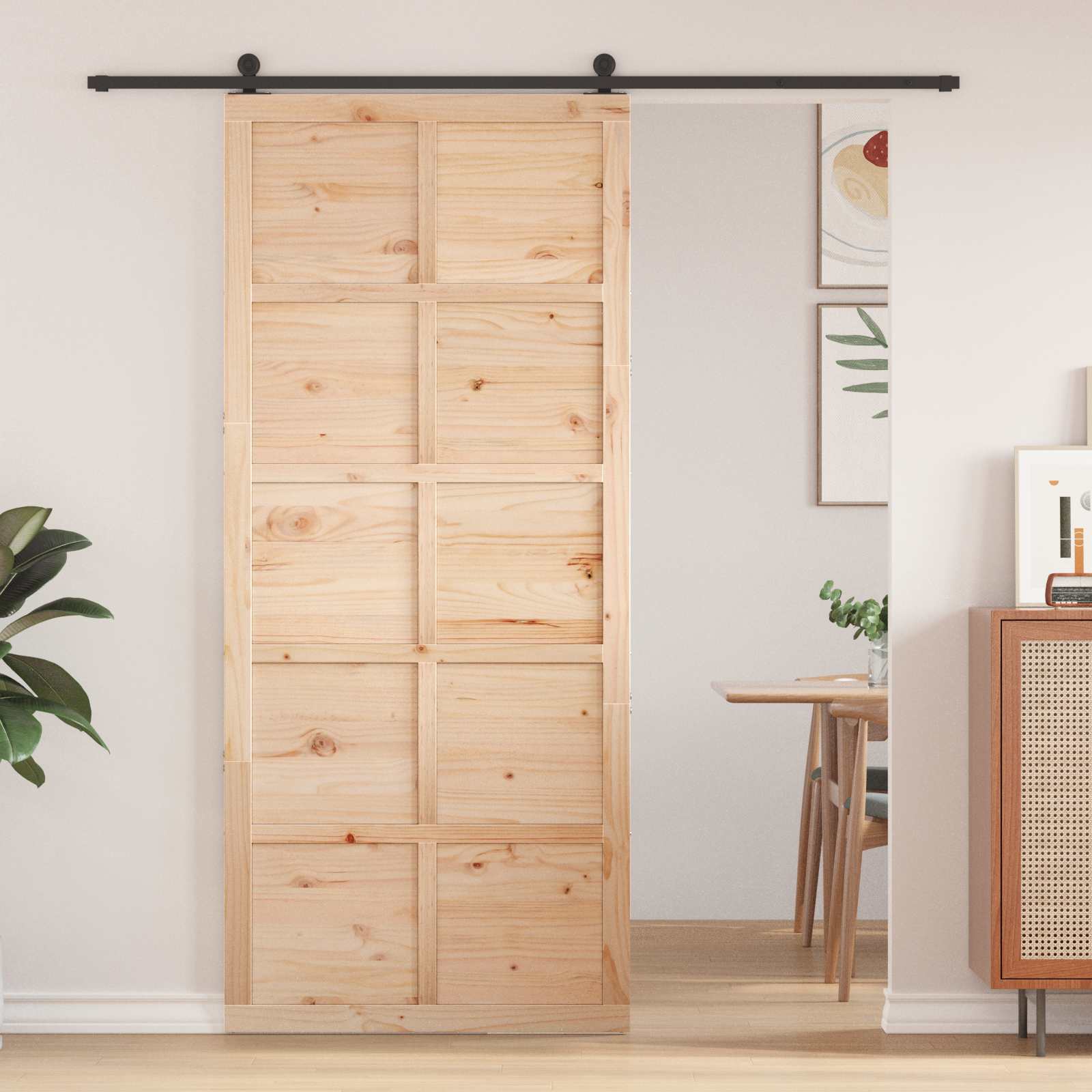 Schuifdeur Naturel 90 x 2,5 x 208 cm Massief grenenhout