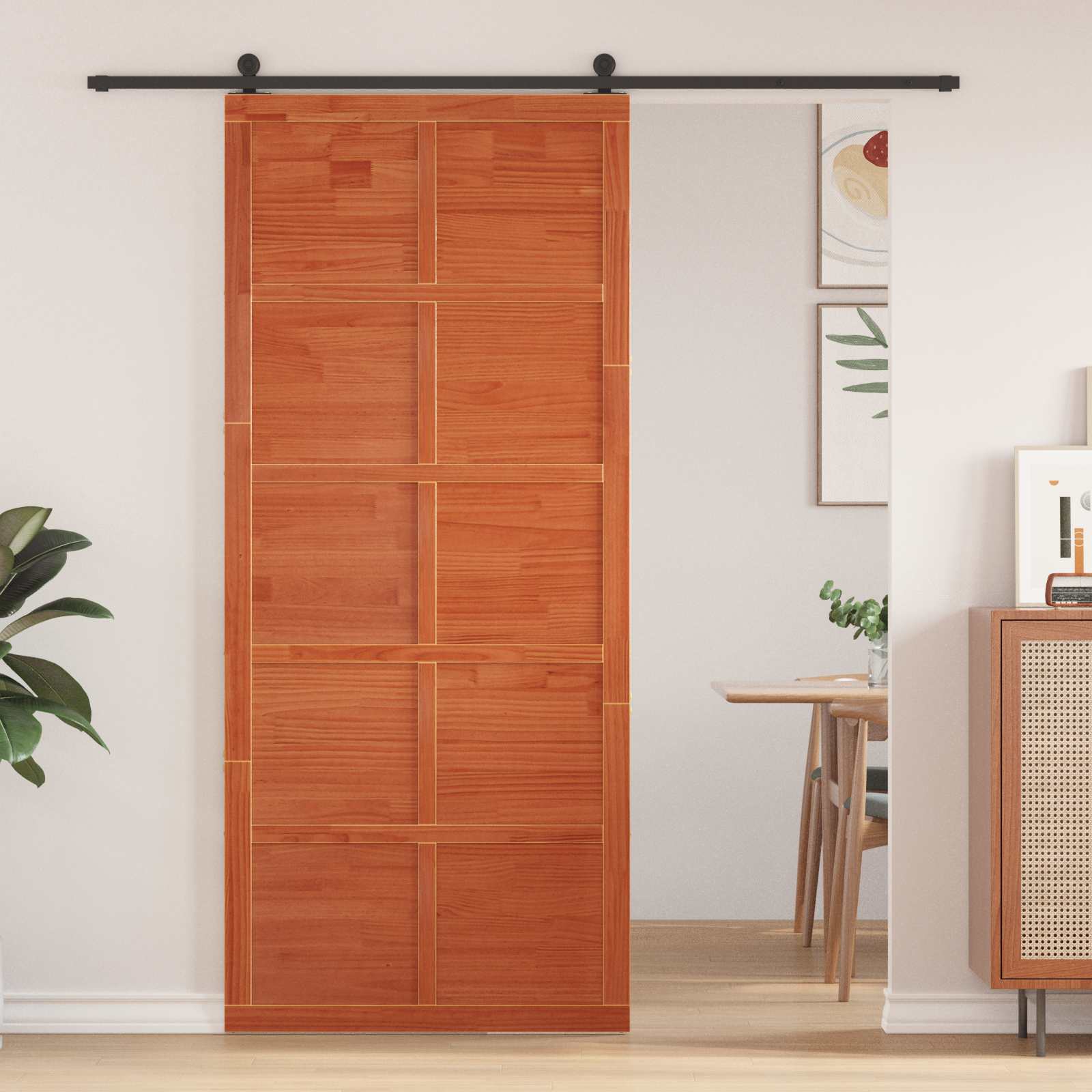 Schuifdeur Wasbruin 80 x 2,5 x 208 cm Massief grenenhout