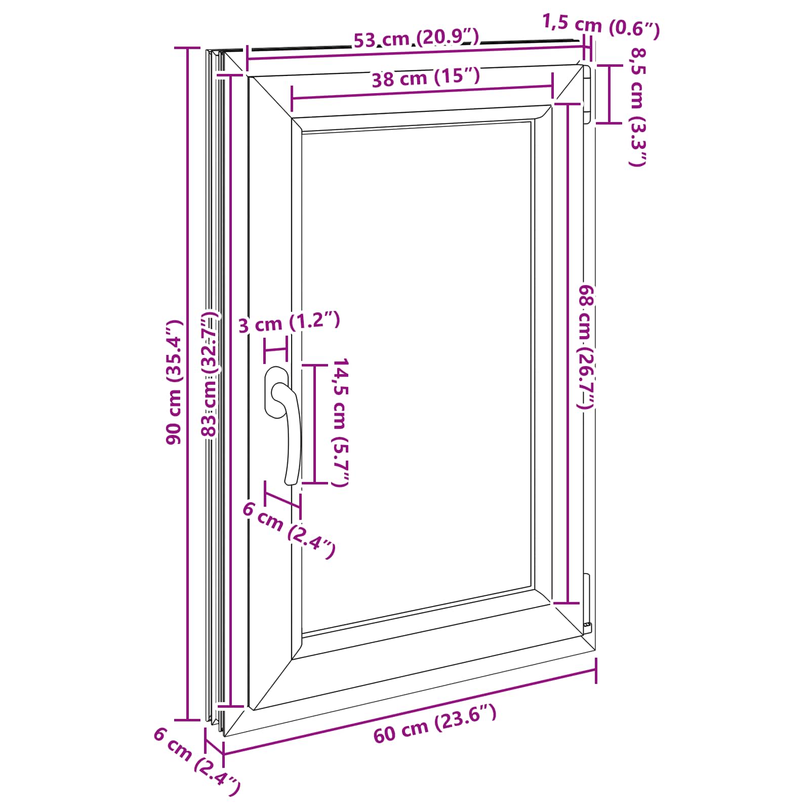 Kantel- en draaivenster voor de kelder RISOR 60 x 90 cm – afbeelding 12