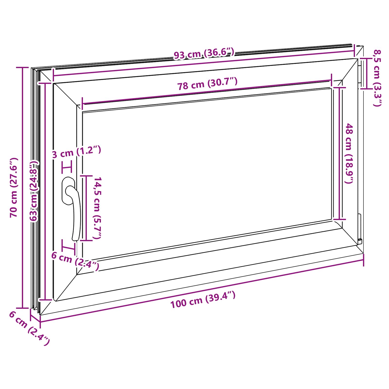 Kelderraam RISOR 100 x 70 cm PVC en glas Wit – afbeelding 12