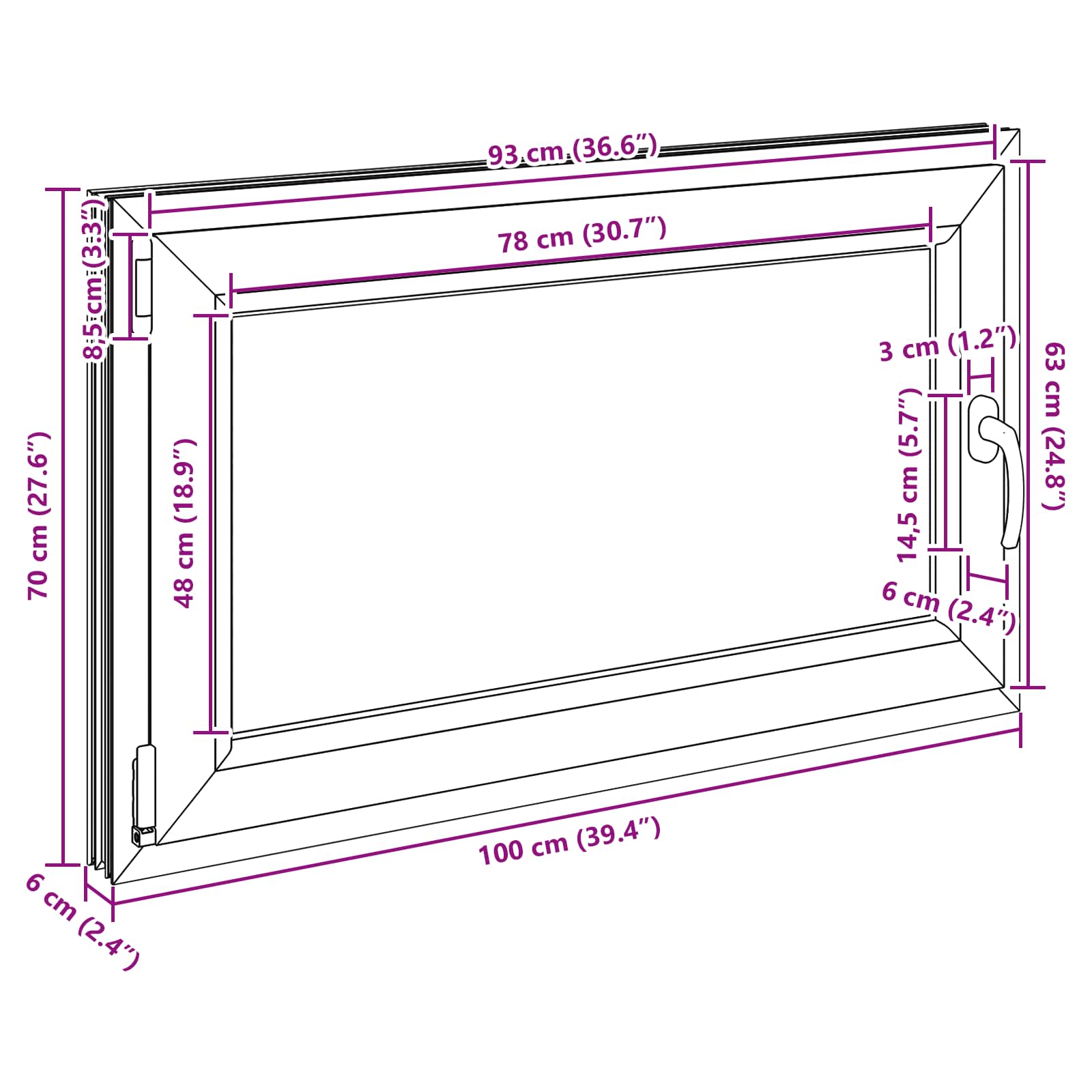 Kelderraam RISOR 100 x 70 cm PVC en glas Wit – afbeelding 12