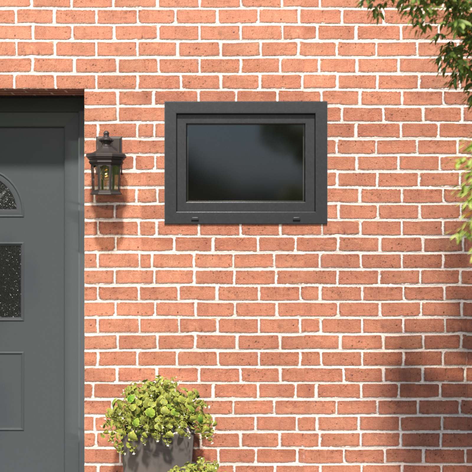 Kelderraam RISOR 80 x 70 cm PVC en glas Antracietkleurig