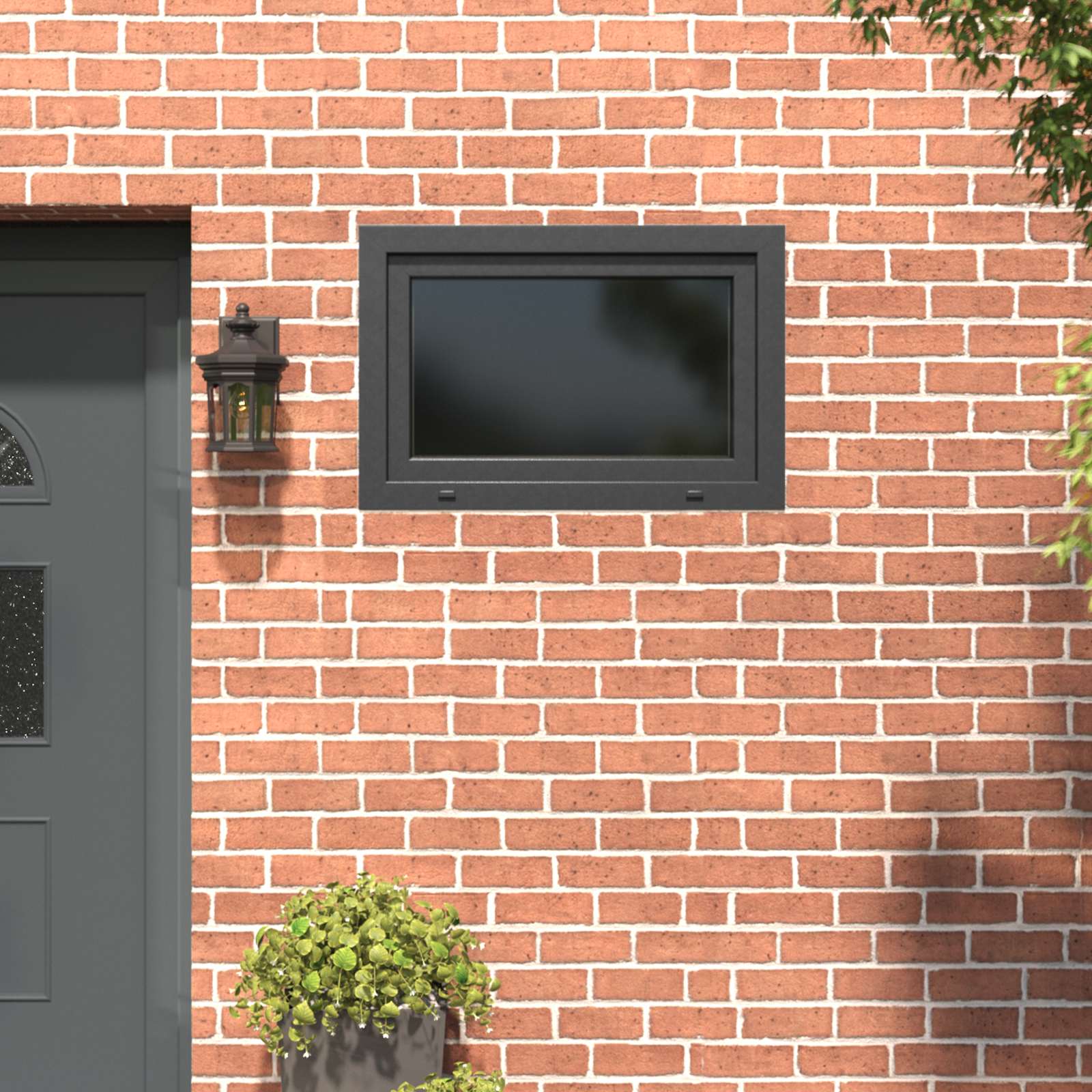 Kelderraam RISOR 90 x 70 cm PVC en glas Antracietkleurig