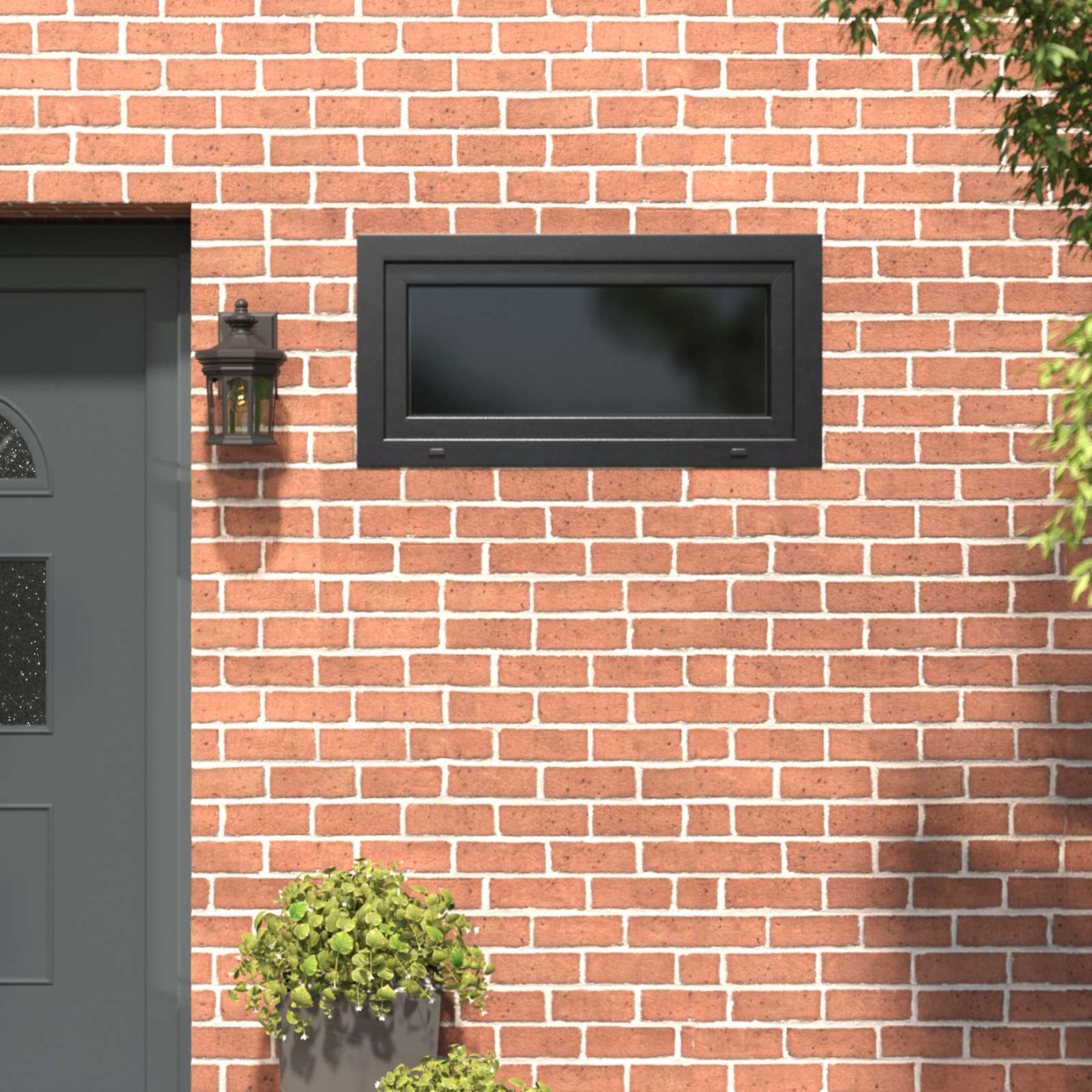 Kelderraam RISOR 100 x 50 cm PVC en glas Antracietkleurig – afbeelding 1