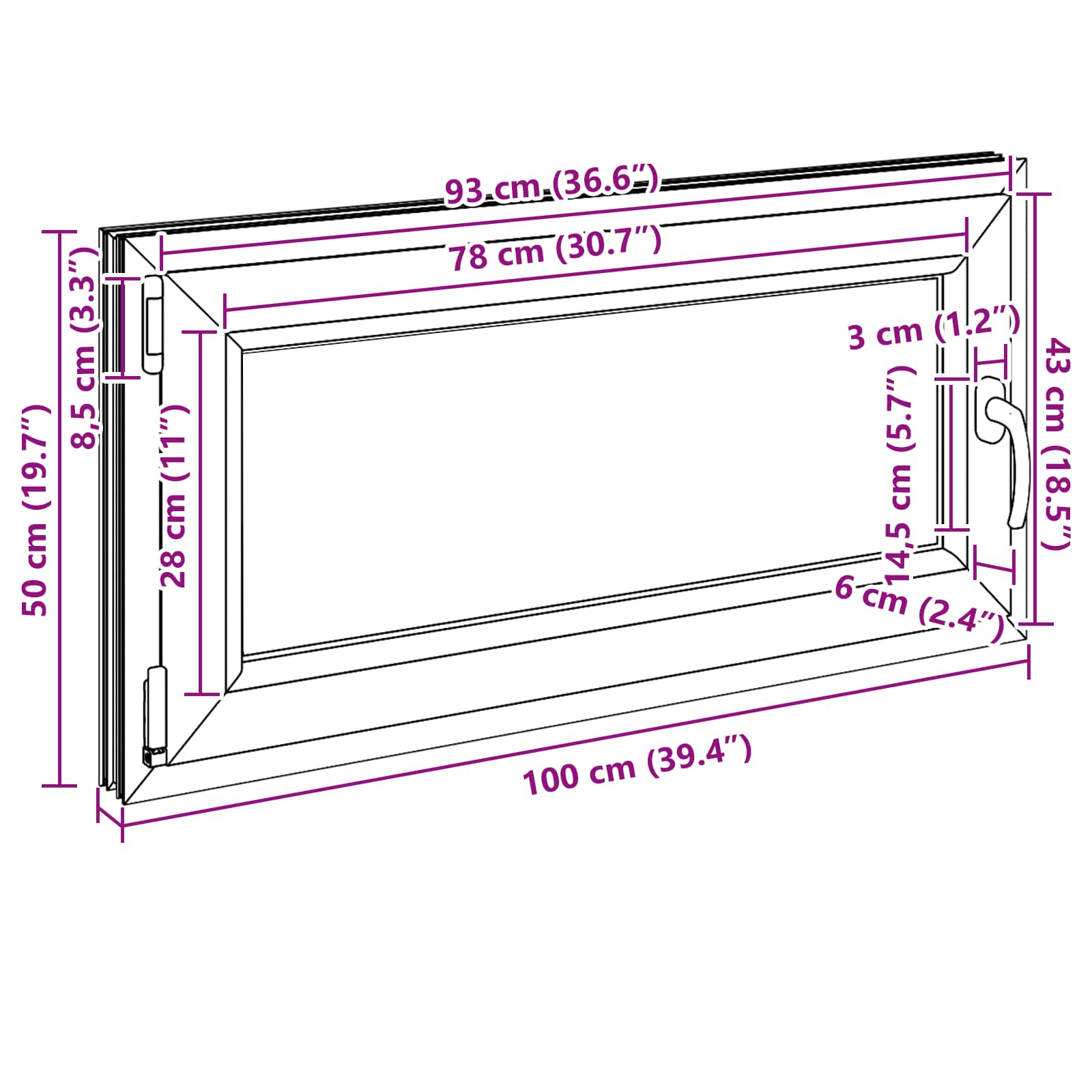 Kelderraam RISOR 100 x 50 cm PVC en glas Antracietkleurig – afbeelding 12